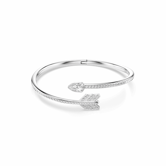 Idyllia bangle, Mixed cuts, Arrow, White, Rhodium plated 5737264