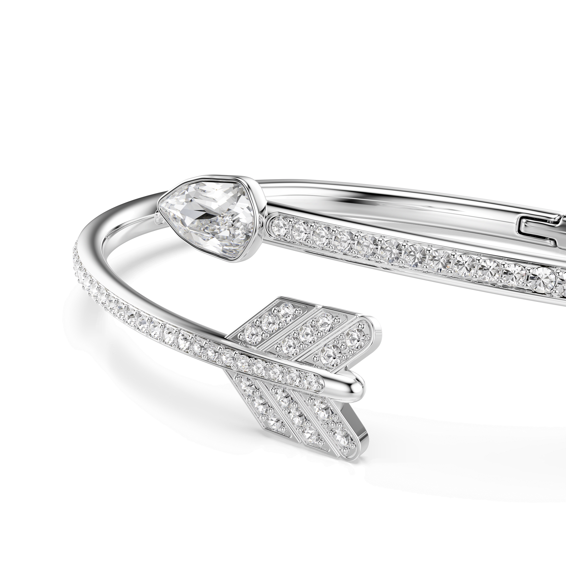 Idyllia bangle, Mixed cuts, Arrow, White, Rhodium plated 5737264