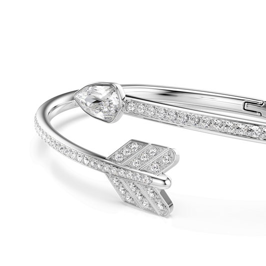 Idyllia bangle, Mixed cuts, Arrow, White, Rhodium plated 5737264