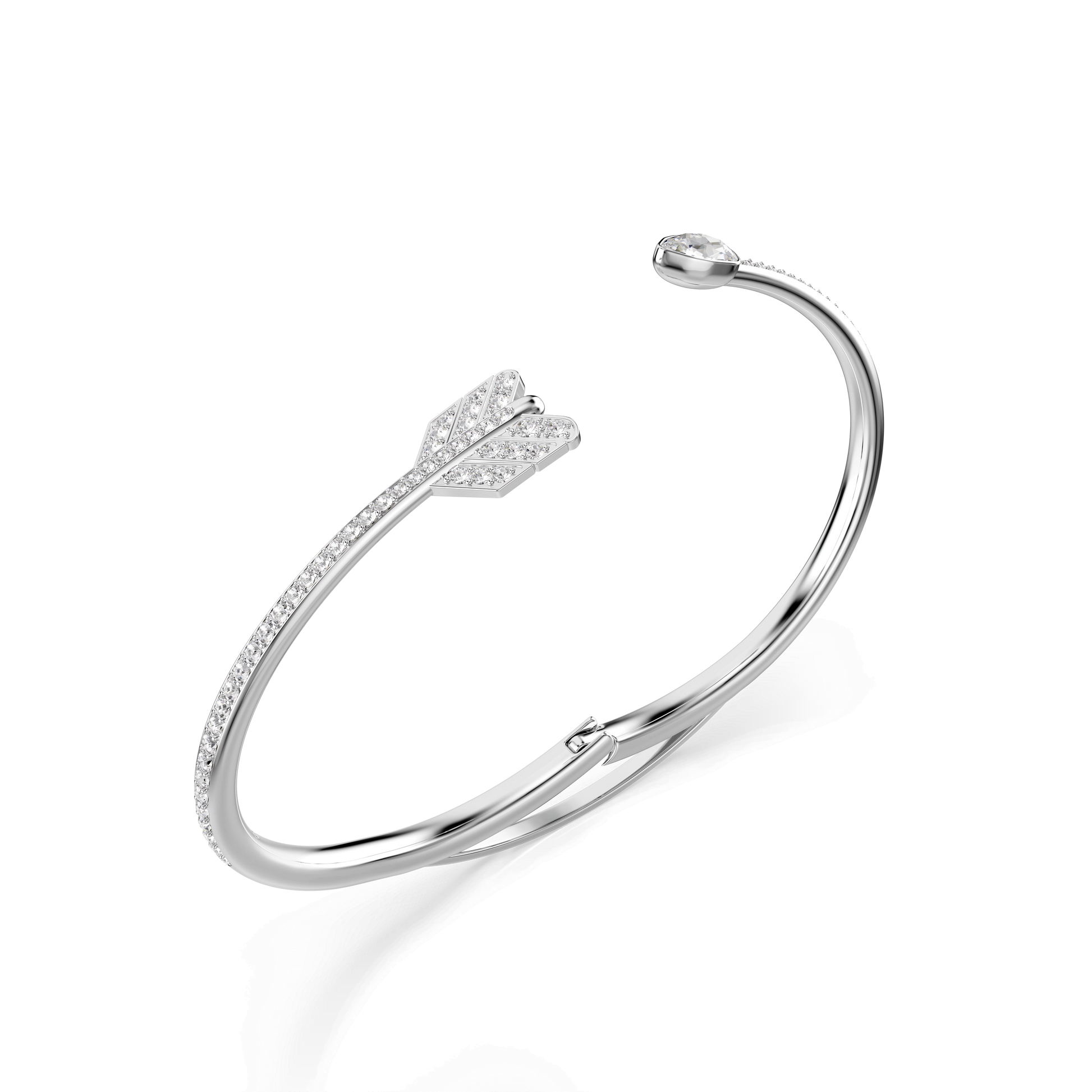 Idyllia bangle, Mixed cuts, Arrow, White, Rhodium plated 5737264