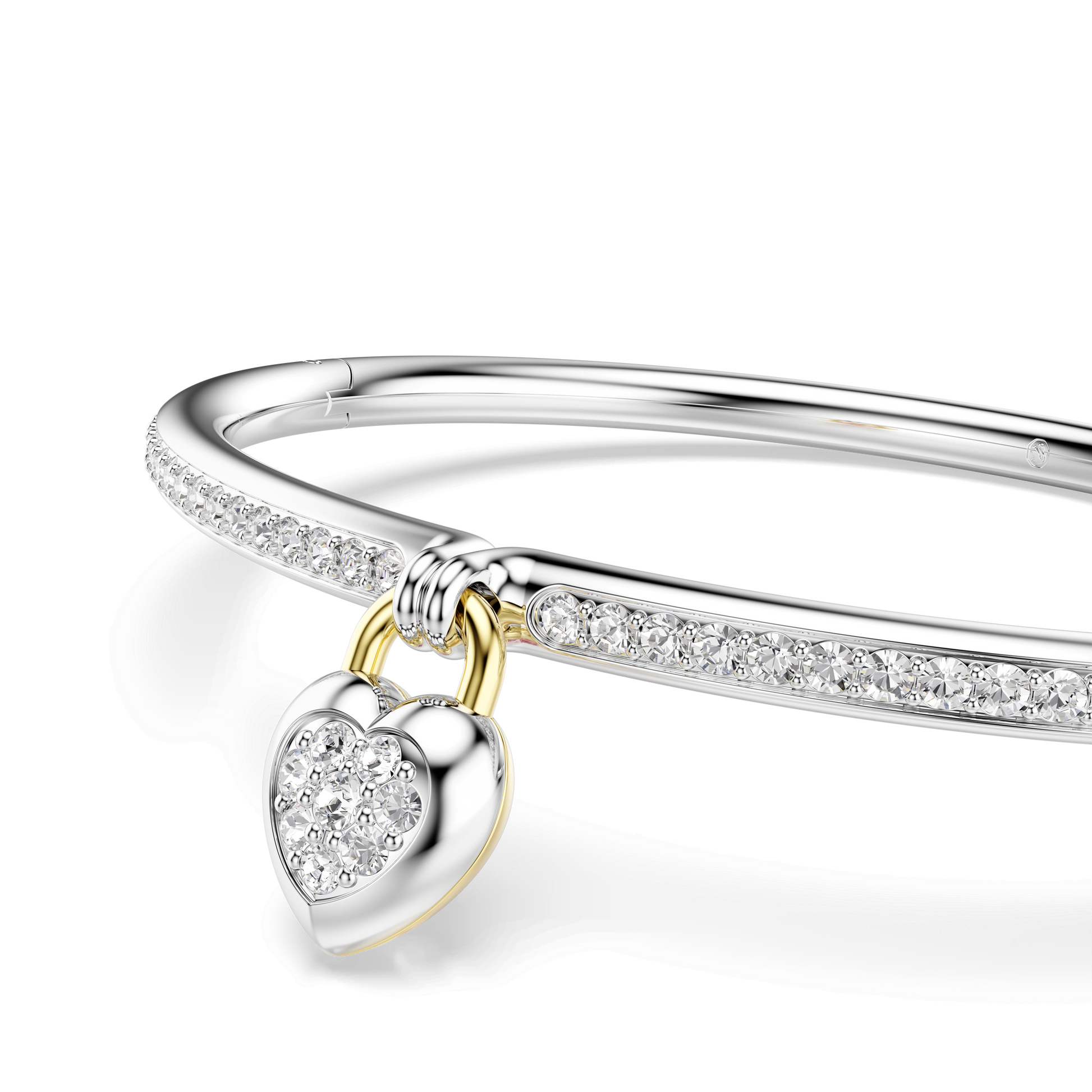 Idyllia bangle, Mixed cuts, Heart, Pink, Mixed metal finish 5737266