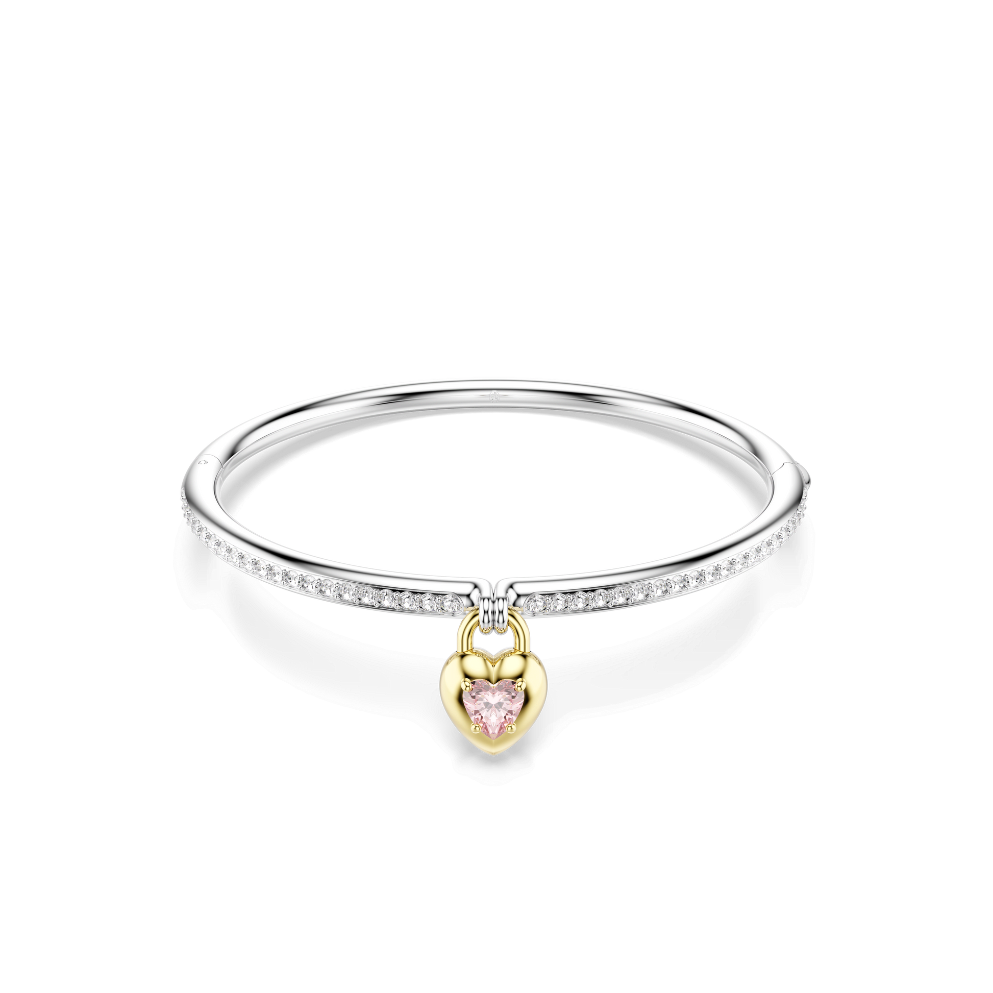 Idyllia bangle, Mixed cuts, Heart, Pink, Mixed metal finish 5737267