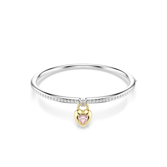 Idyllia bangle, Mixed cuts, Heart, Pink, Mixed metal finish 5737267