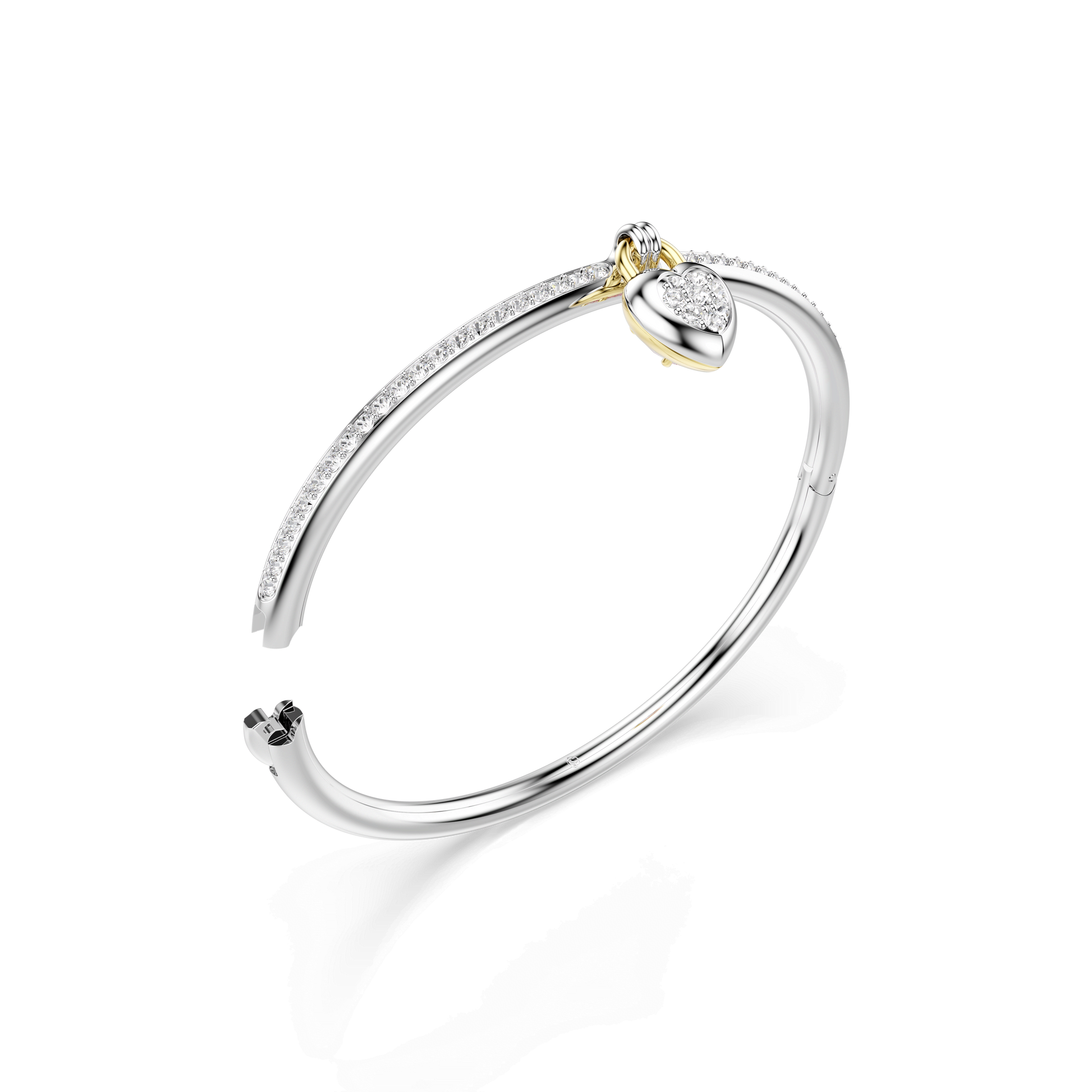 Idyllia bangle, Mixed cuts, Heart, Pink, Mixed metal finish 5737267