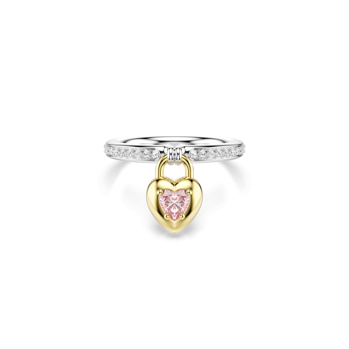 Idyllia motif ring, Mixed cuts, Heart, Pink, Mixed metal finish 5737269