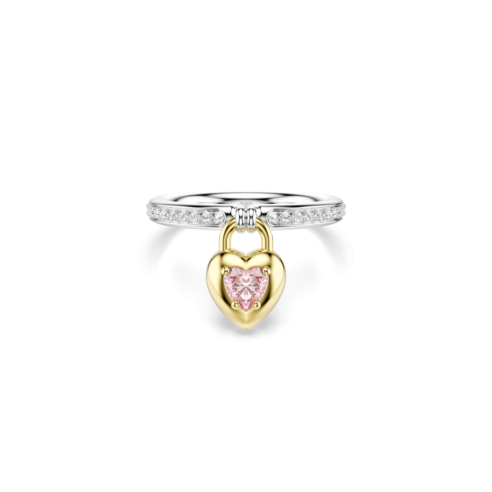 Idyllia motif ring, Mixed cuts, Heart, Pink, Mixed metal finish 5737269