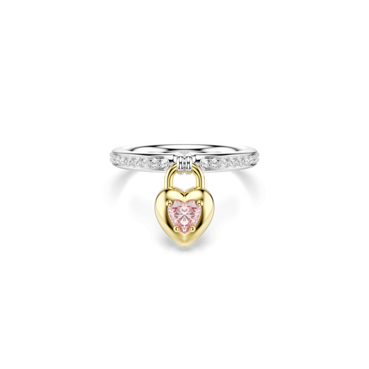 Idyllia motif ring, Mixed cuts, Heart, Pink, Mixed metal finish 5737270