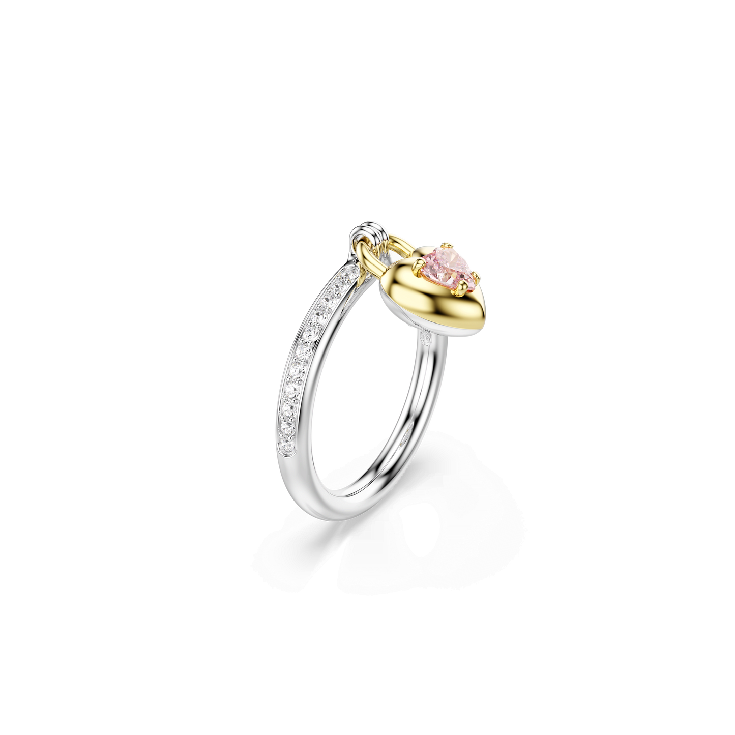 Idyllia motif ring, Mixed cuts, Heart, Pink, Mixed metal finish 5737271