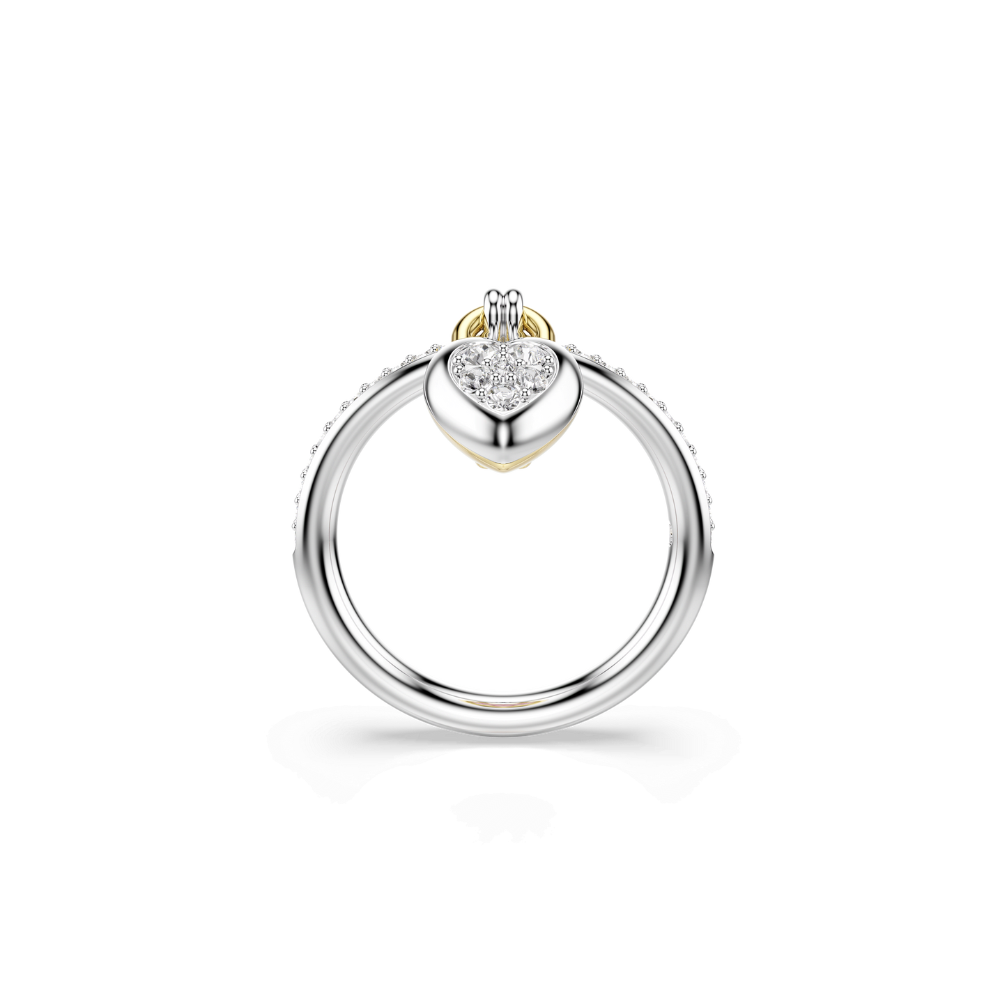 Idyllia motif ring, Mixed cuts, Heart, Pink, Mixed metal finish 5737271