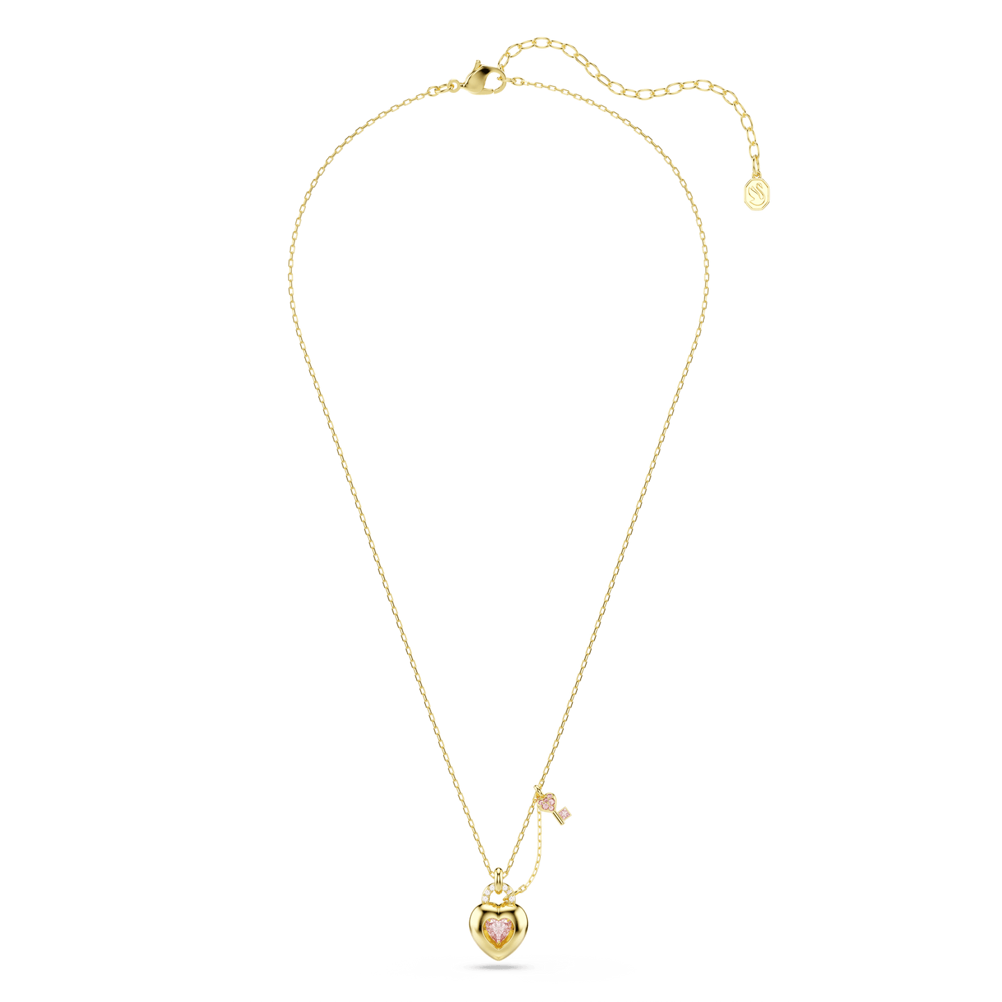 Idyllia pendant, Mixed cuts, Heart, Key, Pink, Gold-tone plated 5737288
