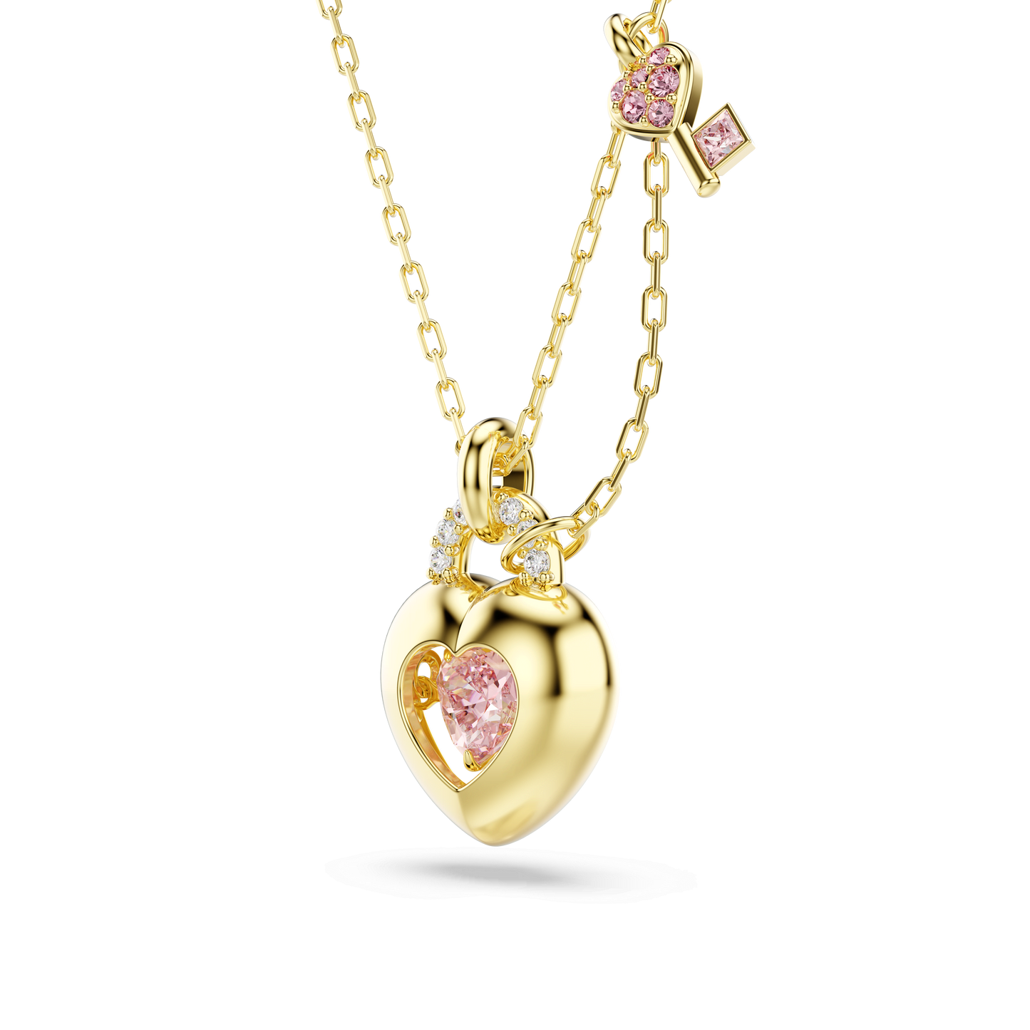 Idyllia pendant, Mixed cuts, Heart, Key, Pink, Gold-tone plated 5737288