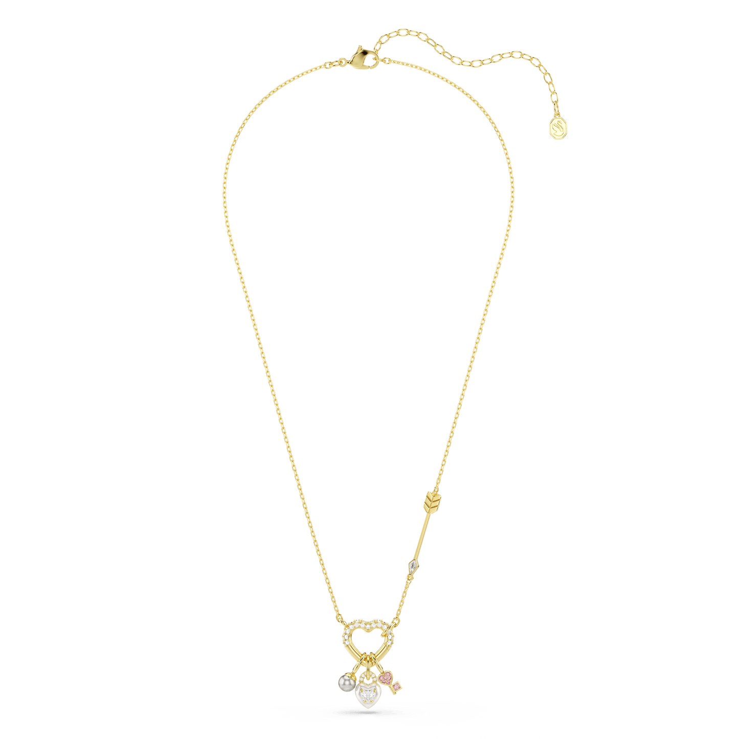 Idyllia pendant, Mixed cuts, Heart, Key, Pink, Gold-tone plated 5737290
