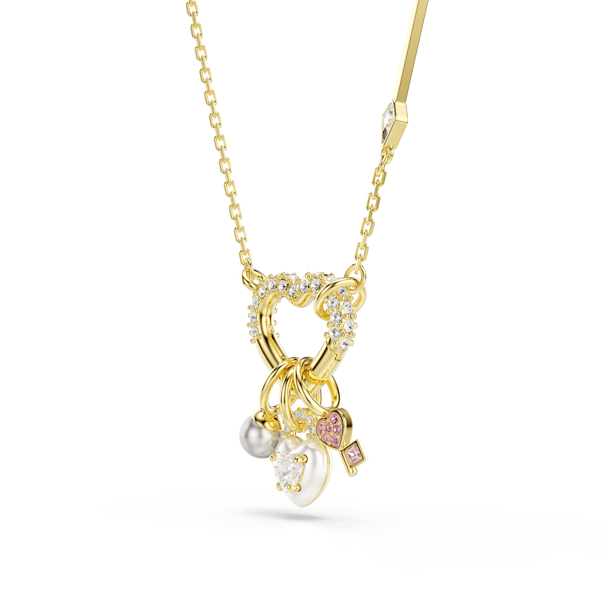 Idyllia pendant, Mixed cuts, Heart, Key, Pink, Gold-tone plated 5737290