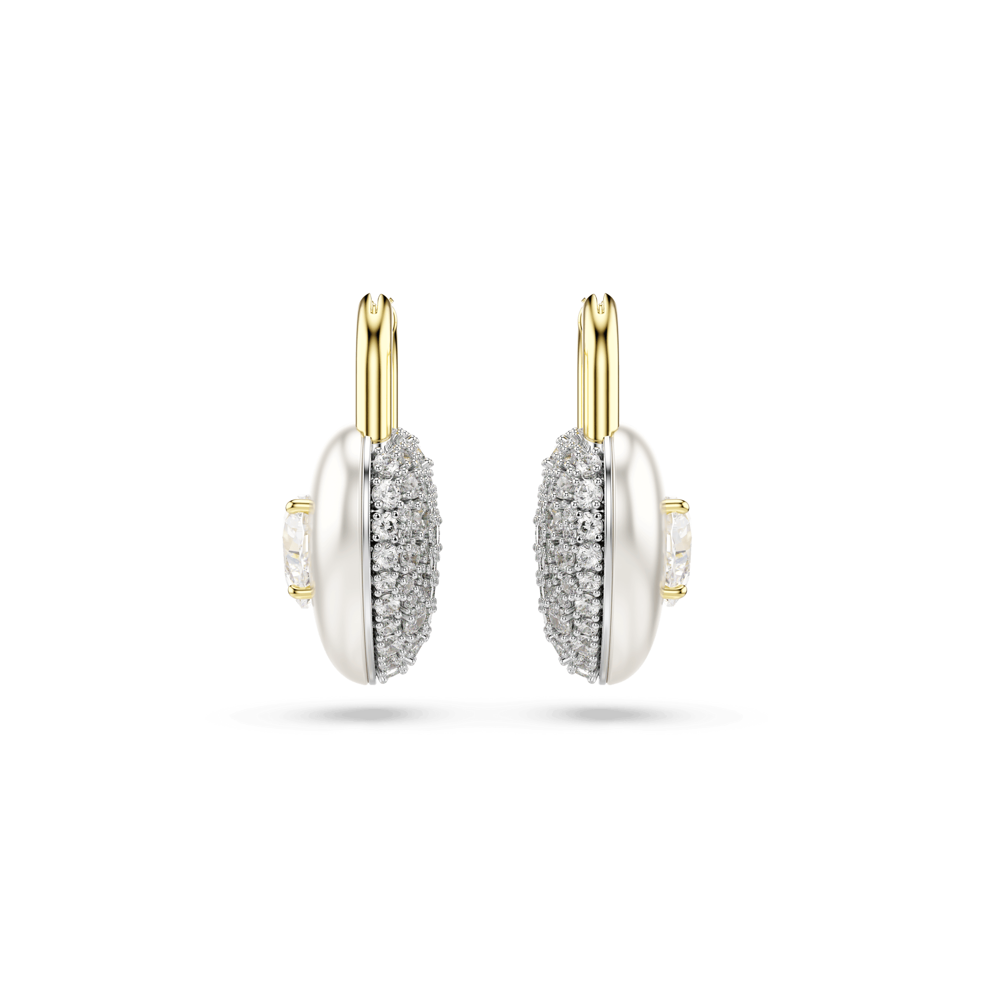 Idyllia drop earrings, Mixed cuts, Heart, White, Gold-tone plated 5737297