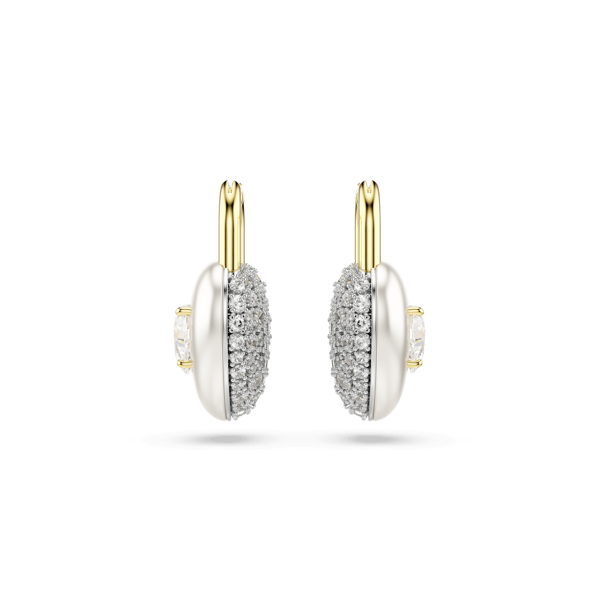Idyllia drop earrings, Mixed cuts, Heart, White, 18K gold finish