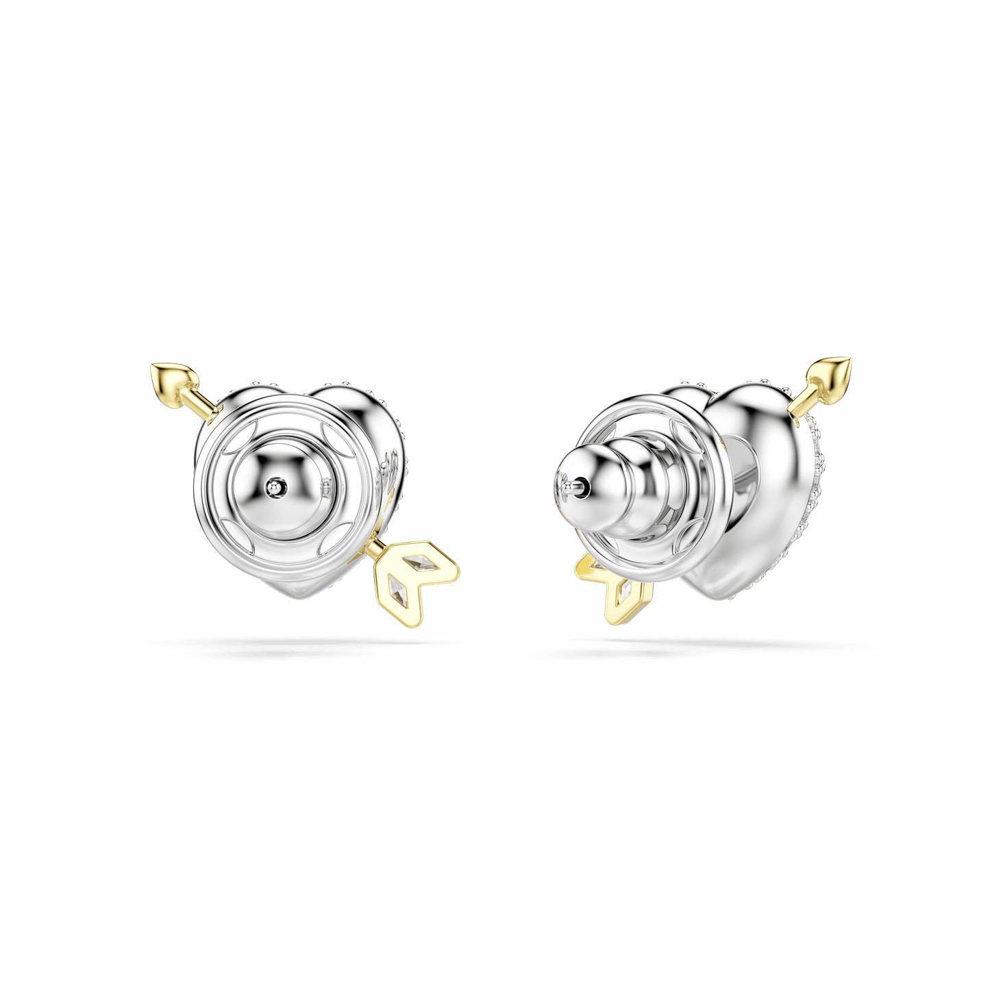 Idyllia stud earrings, Mixed cuts, Heart with arrow, White, Mixed metal finish 5737298