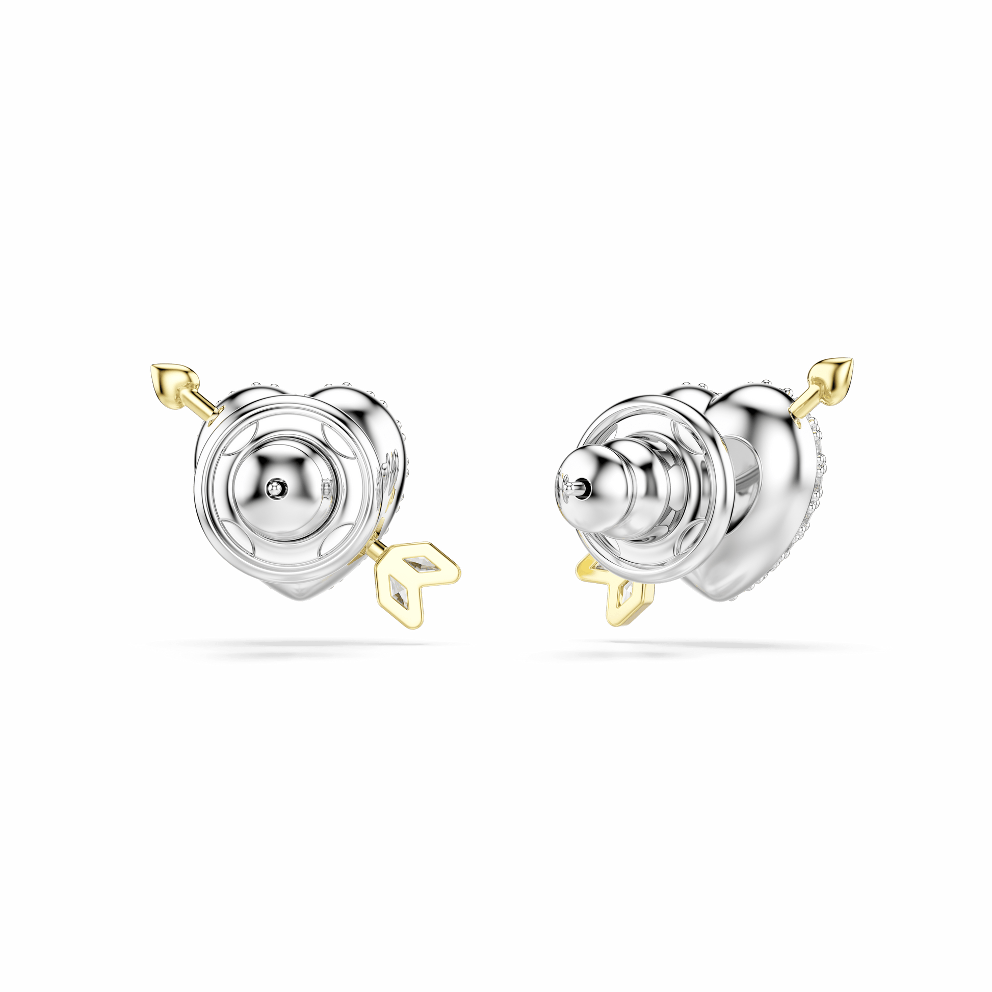 Idyllia stud earrings, Mixed cuts, Heart with arrow, White, Mixed metal finish 5737298