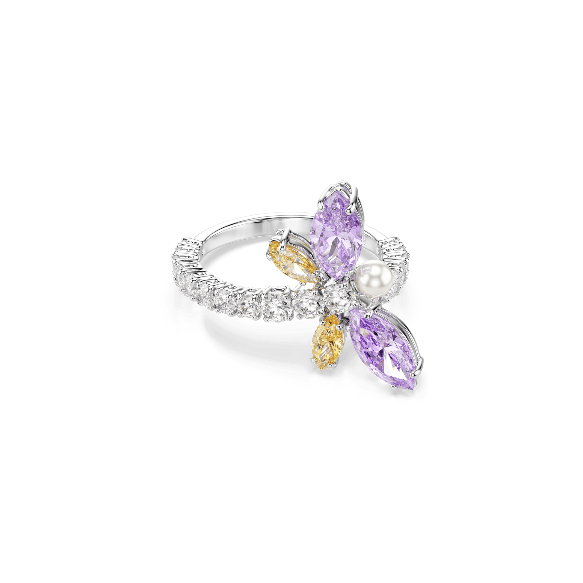 Ariana Grande x Swarovski motif ring, Mixed cuts, Dragonfly, Multicolored, Rhodium plated 5737366