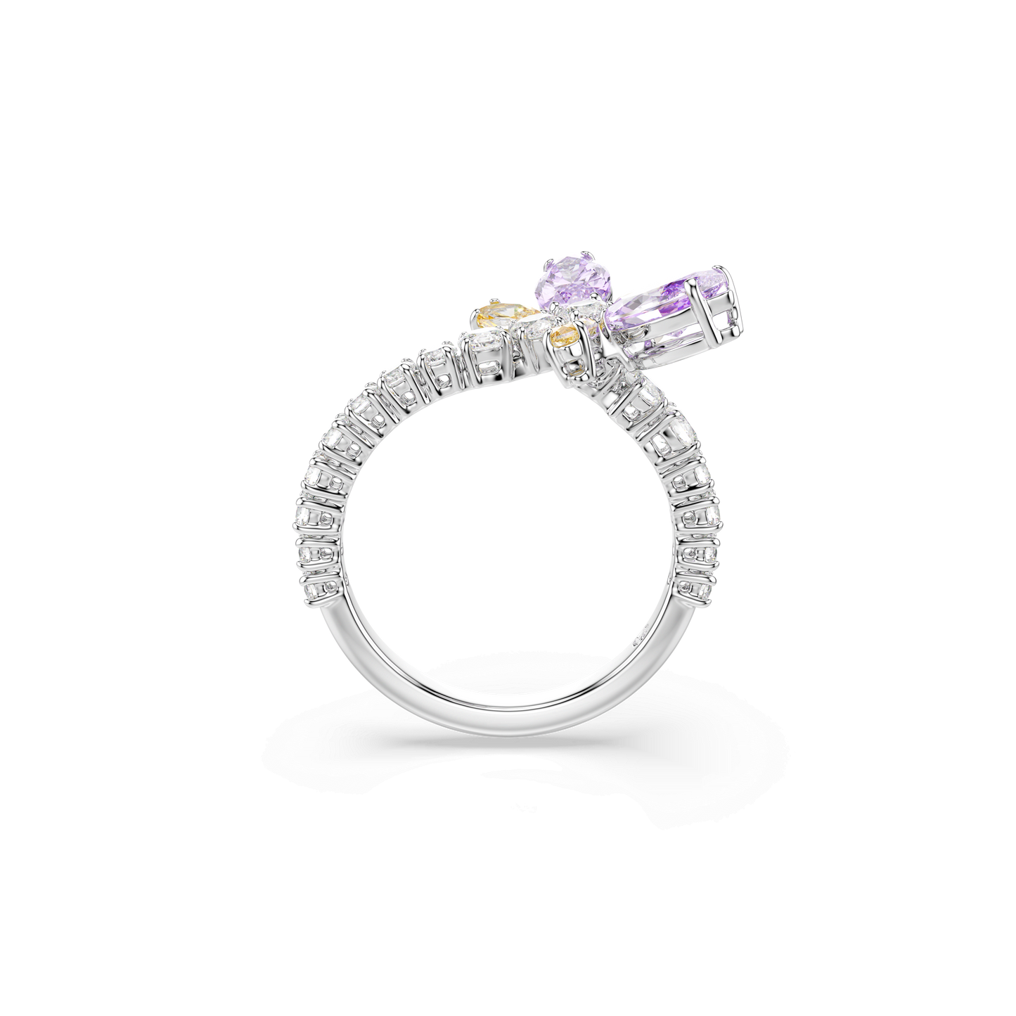Ariana Grande x Swarovski motif ring, Mixed cuts, Dragonfly, Multicolored, Rhodium plated 5737367