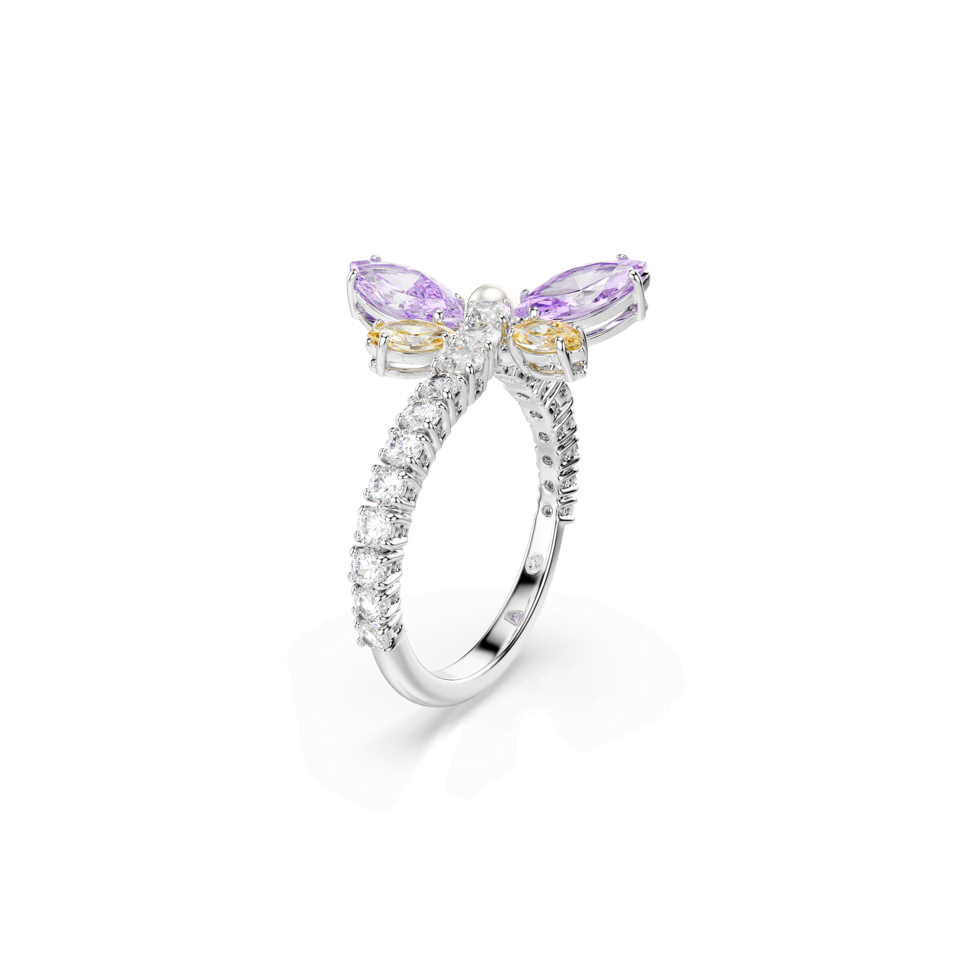 Ariana Grande x Swarovski motif ring, Mixed cuts, Dragonfly, Multicolored, Rhodium plated 5737370