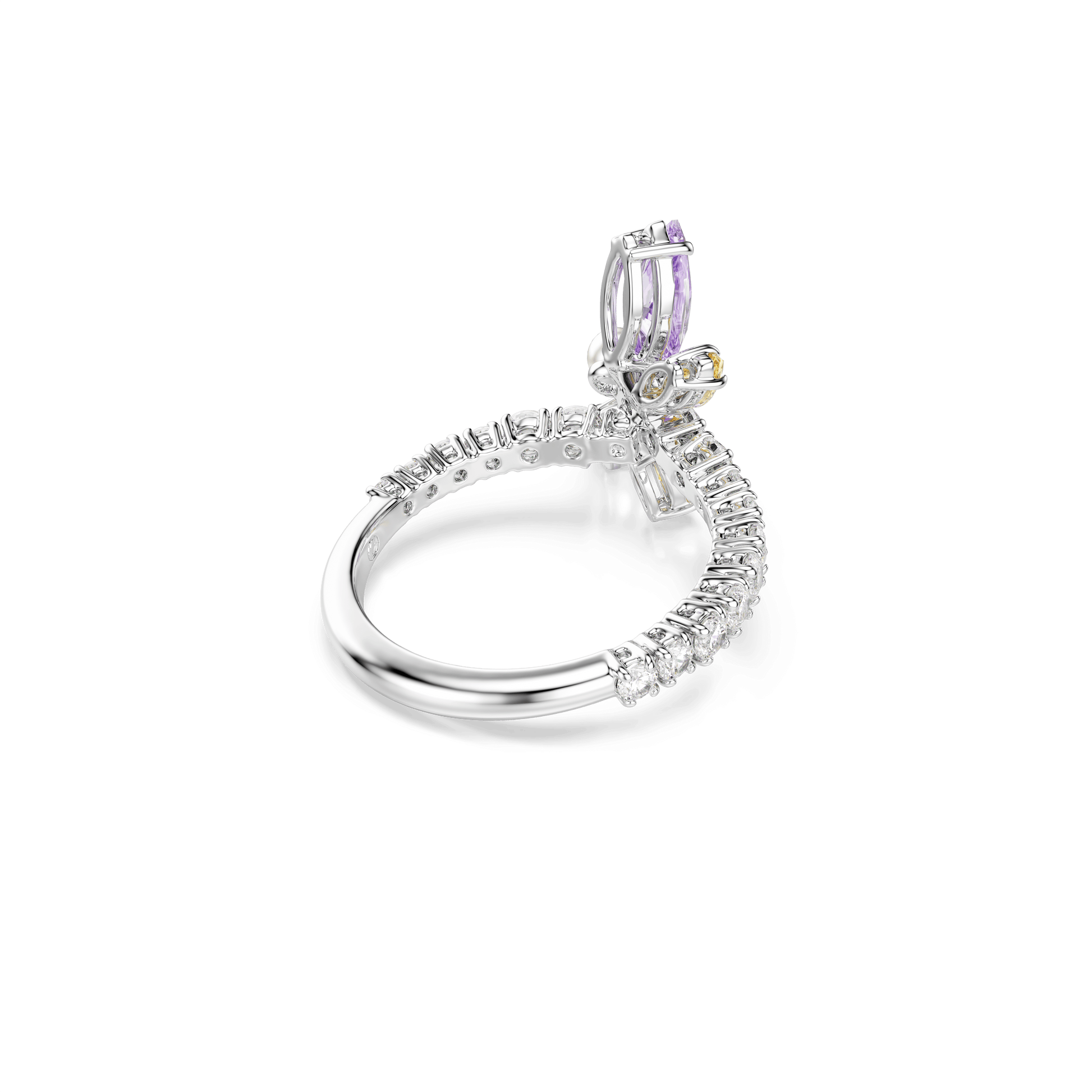 Ariana Grande x Swarovski motif ring, Mixed cuts, Dragonfly, Multicolored, Rhodium plated 5737370