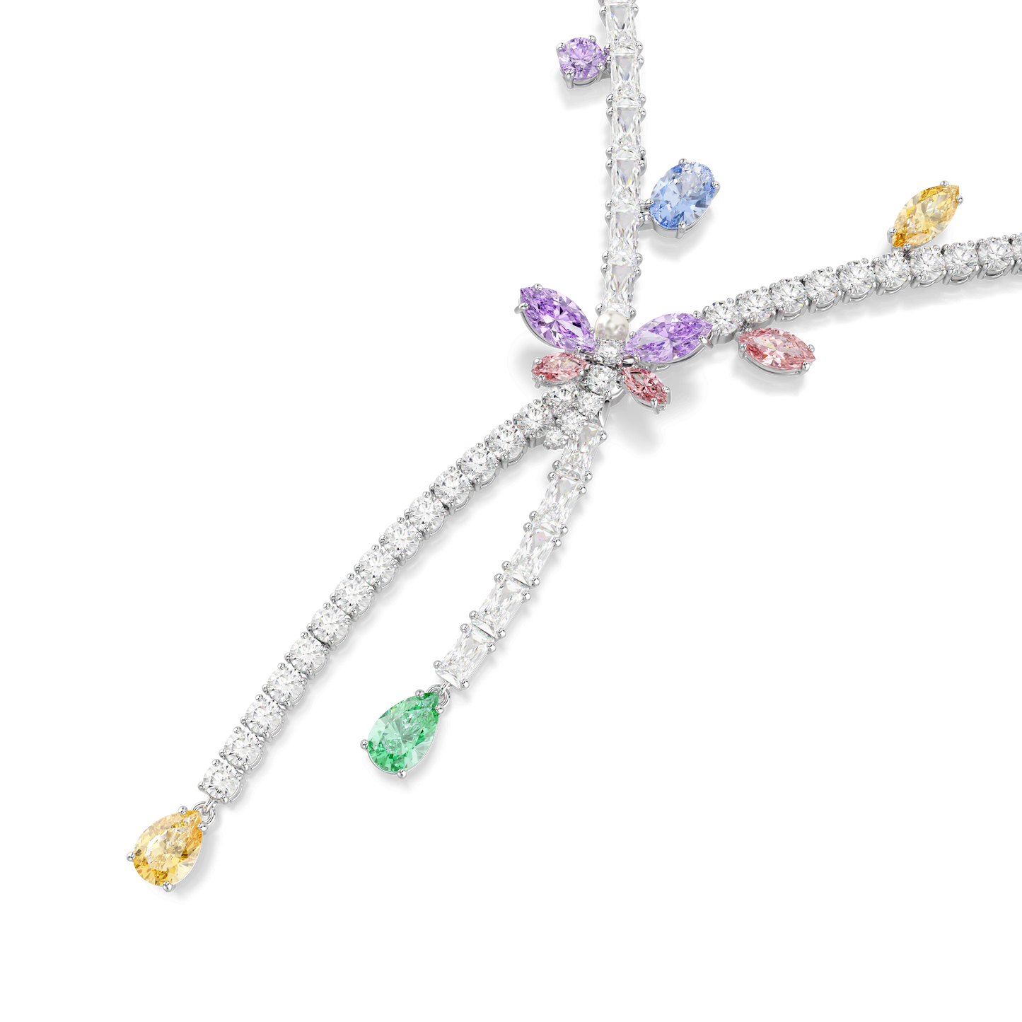 Ariana Grande x Swarovski necklace, Mixed cuts, Dragonfly, Multicolored, Rhodium plated 5737424