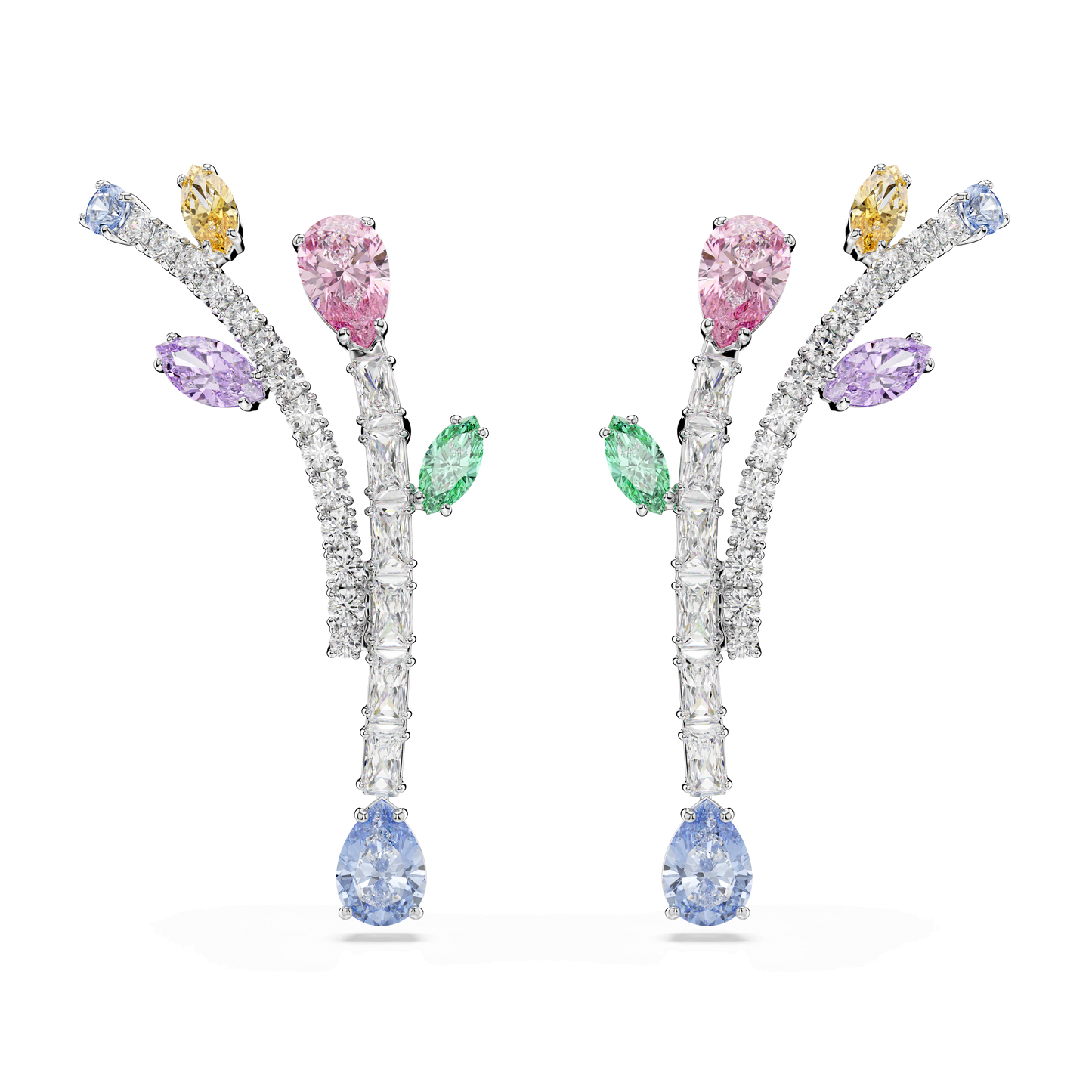 Ariana Grande x Swarovski drop earrings, Mixed cuts, Multicolored, Rhodium plated 5737426