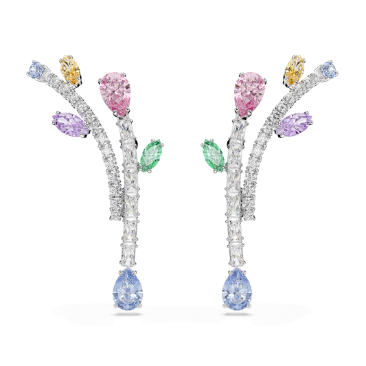 Ariana Grande x Swarovski drop earrings, Mixed cuts, Multicolored, Rhodium plated 5737426