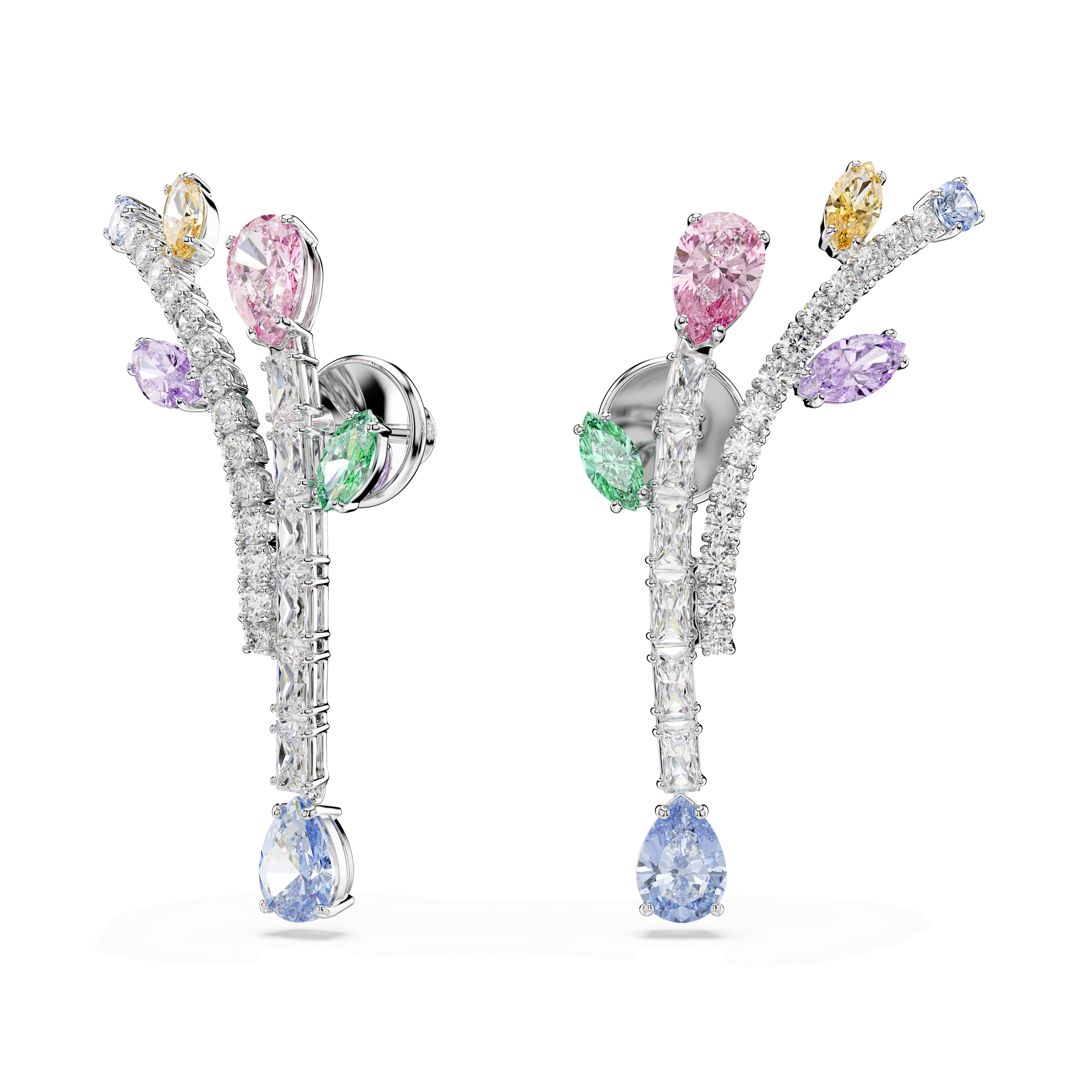 Ariana Grande x Swarovski drop earrings, Mixed cuts, Multicolored, Rhodium plated 5737426
