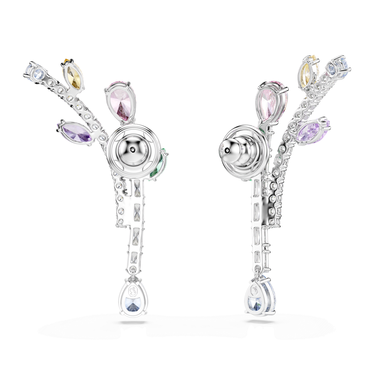 Ariana Grande x Swarovski drop earrings, Mixed cuts, Multicolored, Rhodium plated