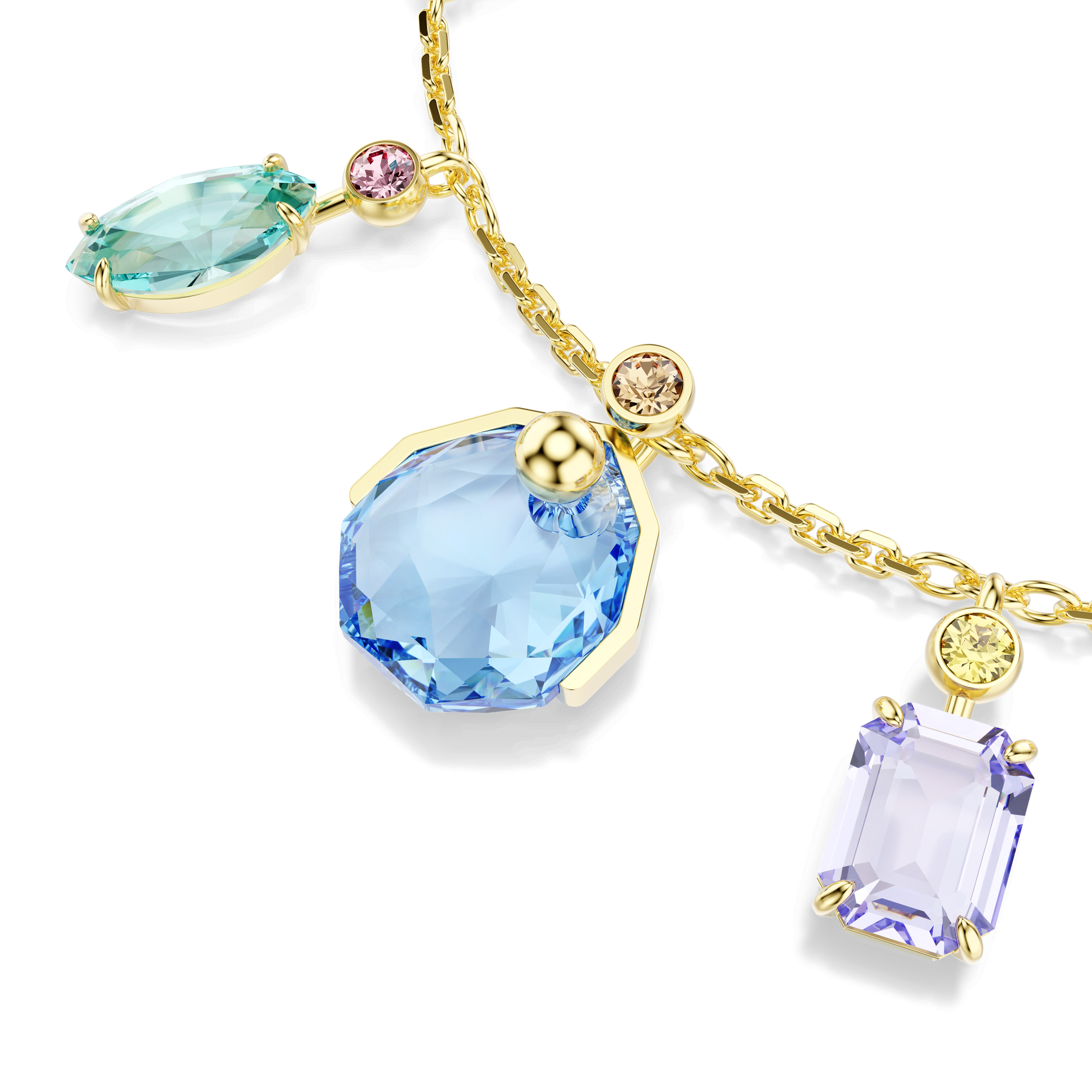 Gema bracelet, Mixed cuts, Dangling crystals, Multicolored, Gold-tone plated 5737442