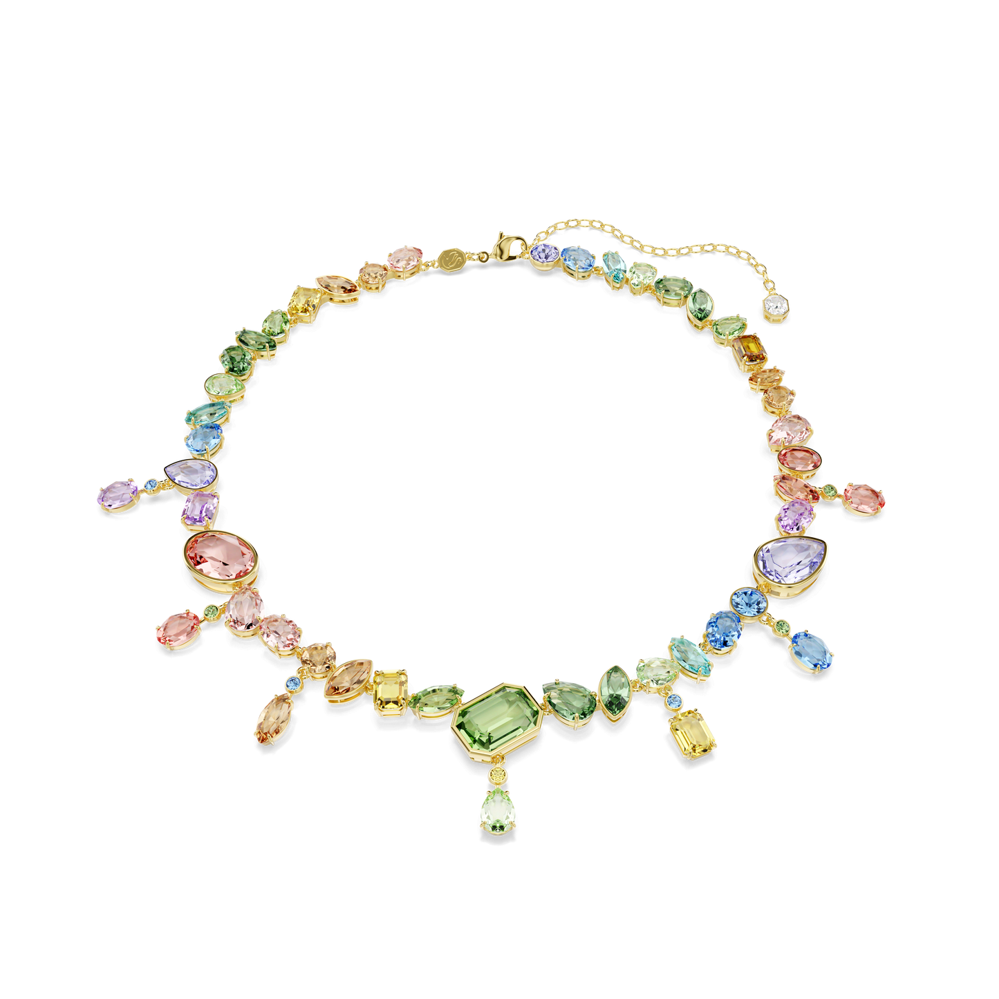 Gema necklace, Mixed cuts, Dangling crystals, Multicolored, Gold-tone plated 5737443