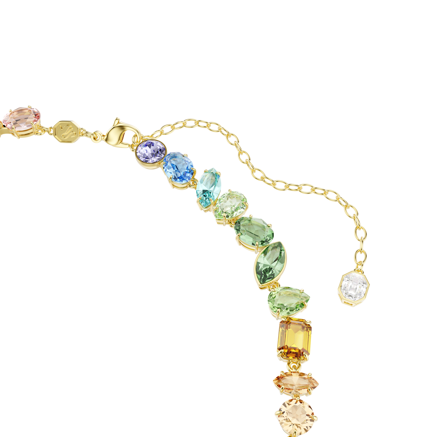 Gema necklace, Mixed cuts, Dangling crystals, Multicolored, Gold-tone plated 5737443