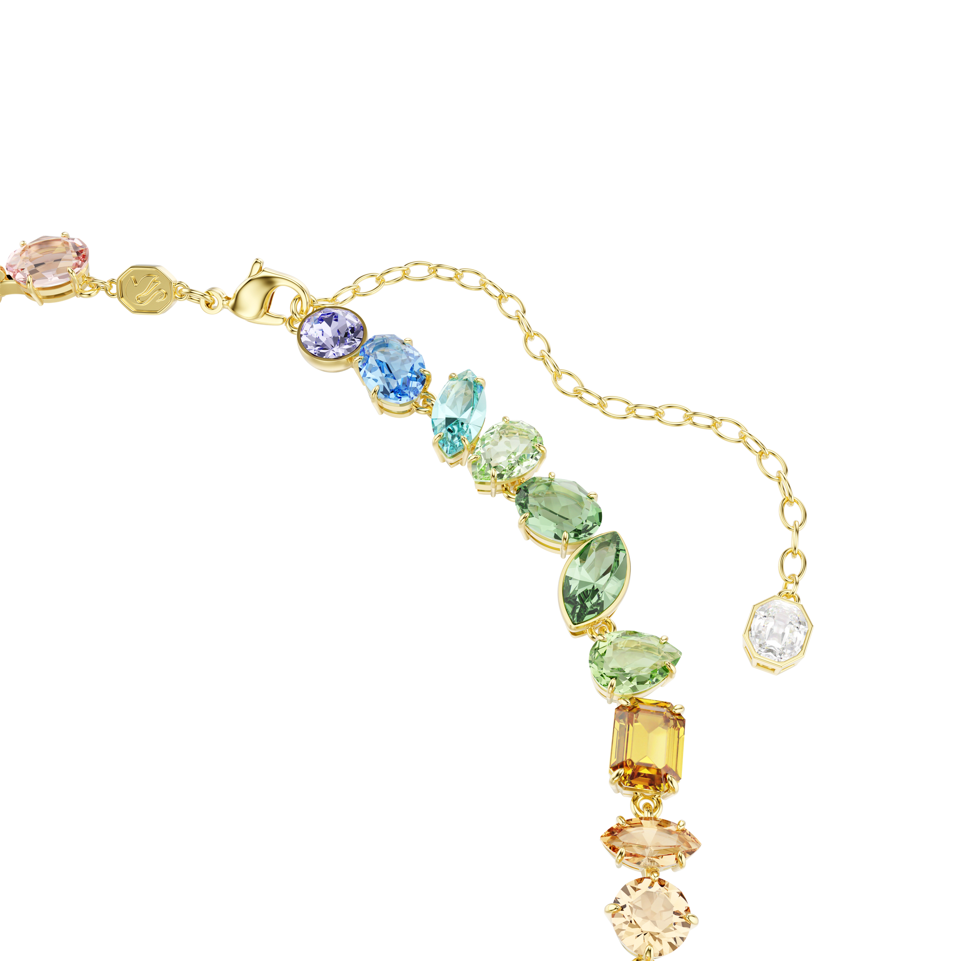 Gema necklace, Mixed cuts, Dangling crystals, Multicolored, Gold-tone plated 5737443