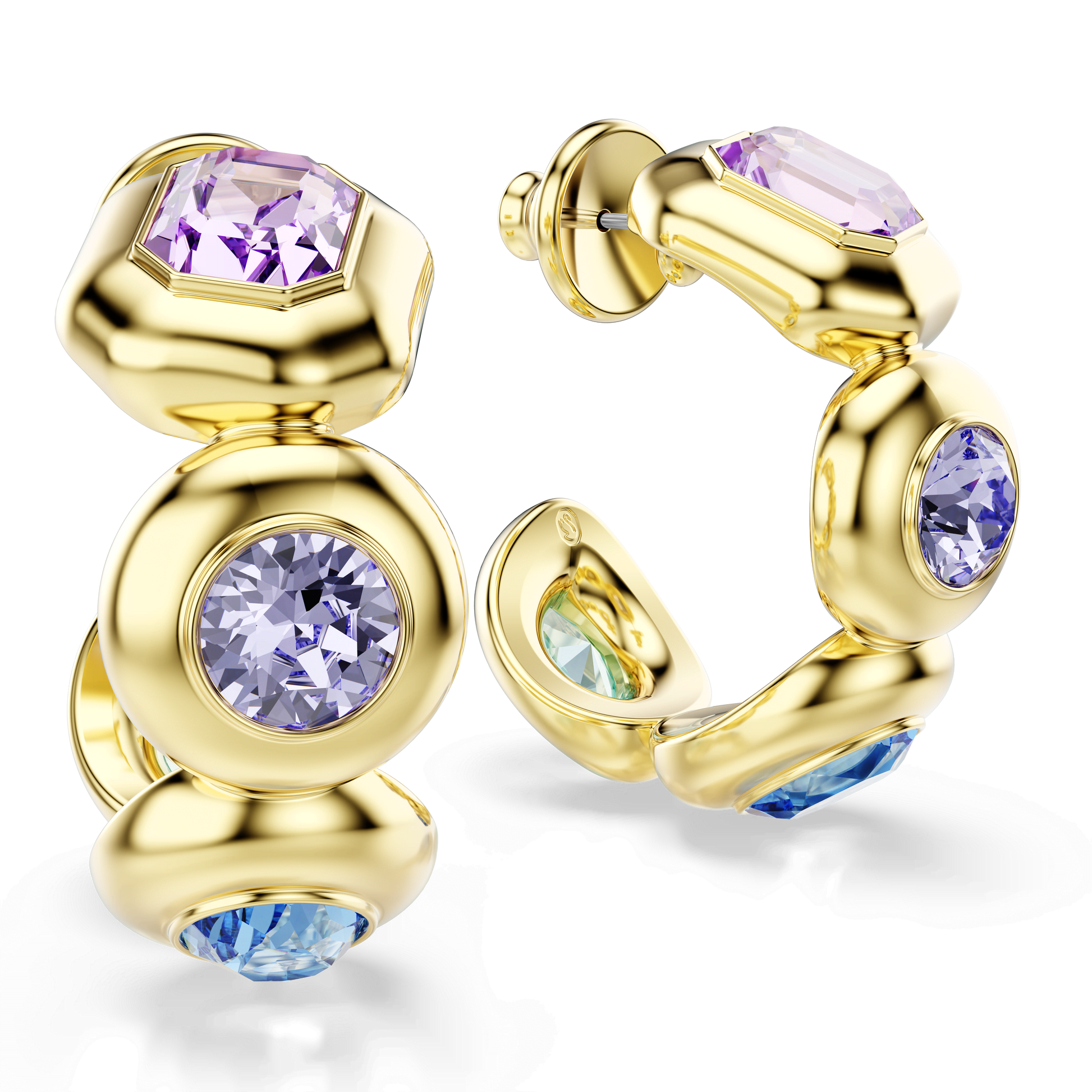 Gema hoop earrings, Mixed cuts, Multicolored, Gold-tone plated 5737444