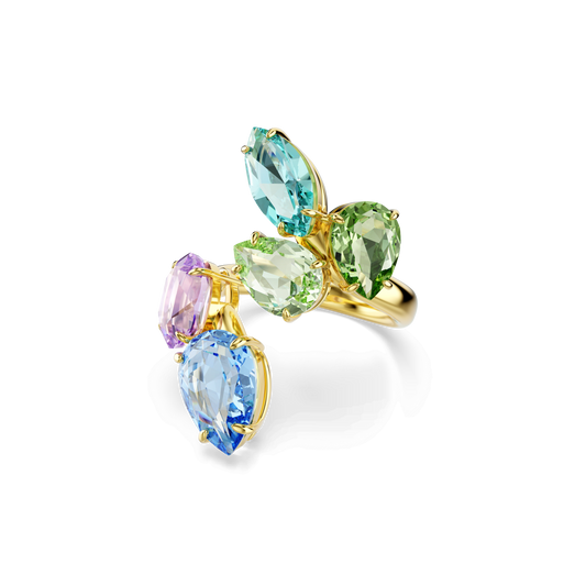 Gema motif ring, Mixed cuts, Multicolored, Gold-tone plated 5737448