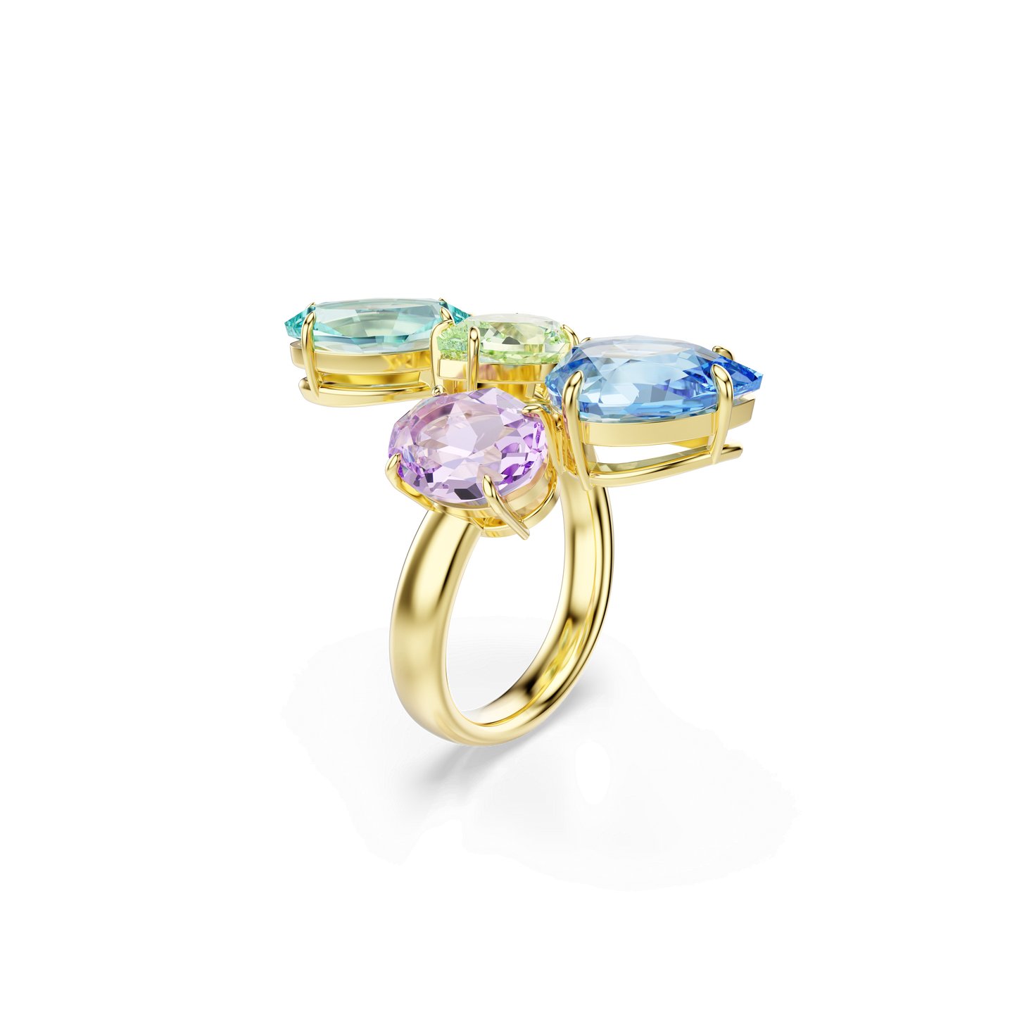 Gema motif ring, Mixed cuts, Multicolored, Gold-tone plated 5737448