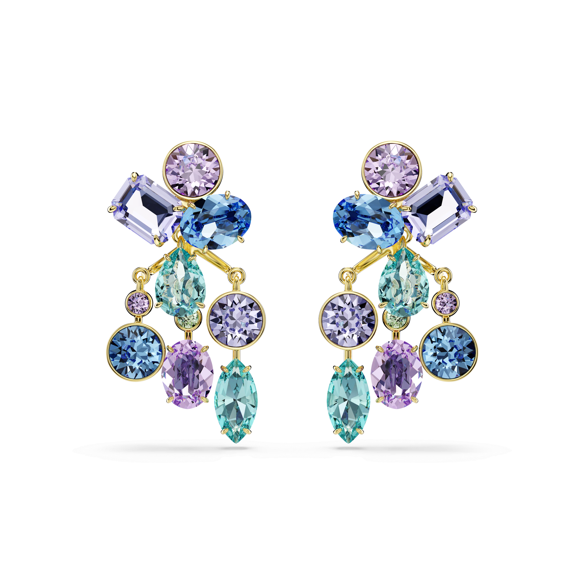 Gema earring jackets, Mixed cuts, Multicolored, Gold-tone plated 5737450