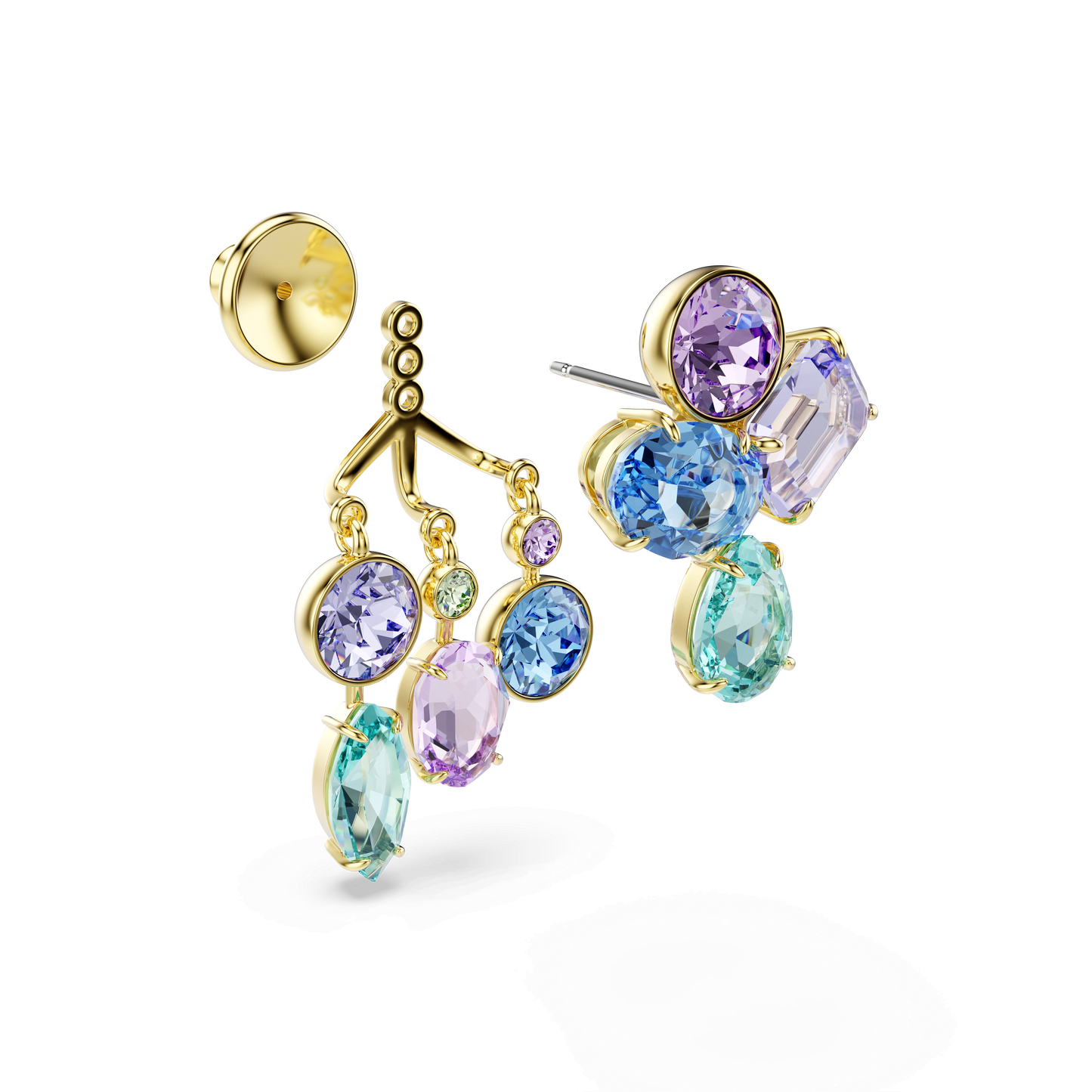 Gema earring jackets, Mixed cuts, Multicolored, Gold-tone plated 5737450