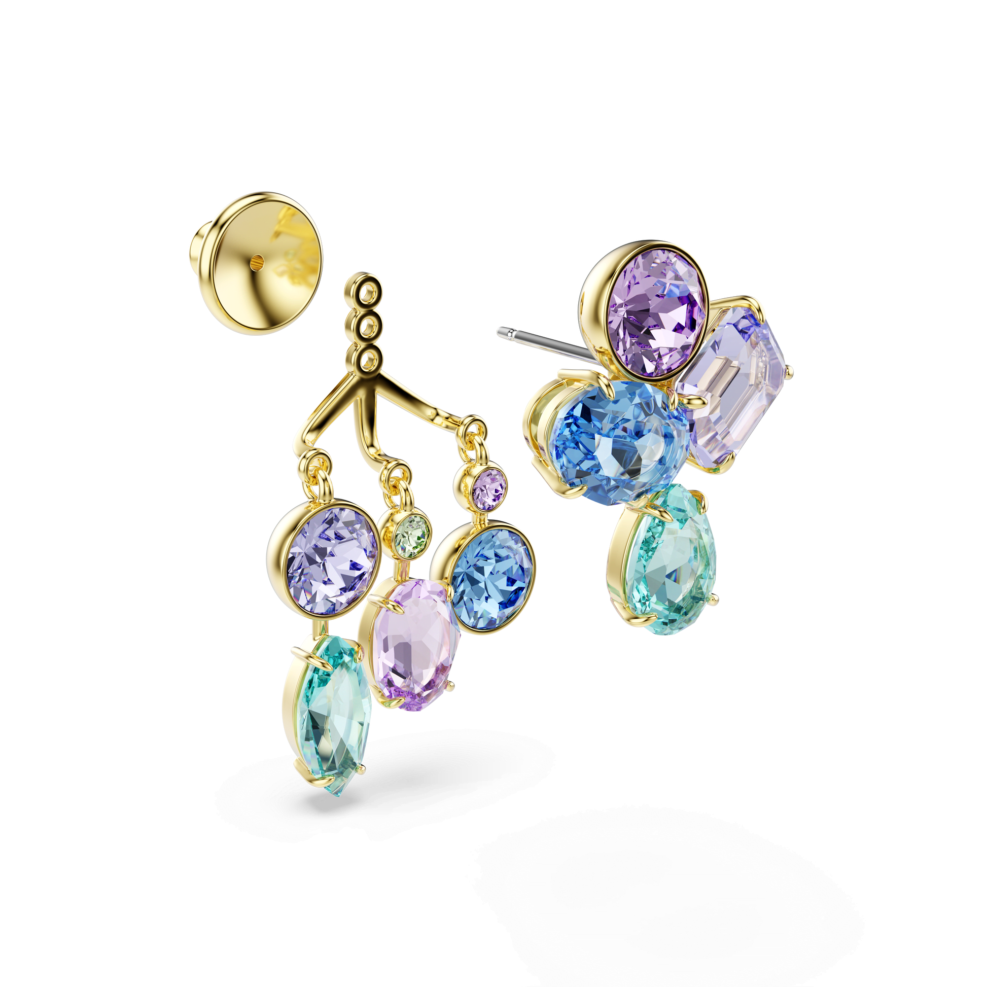 Gema earring jackets, Mixed cuts, Multicolored, Gold-tone plated 5737450