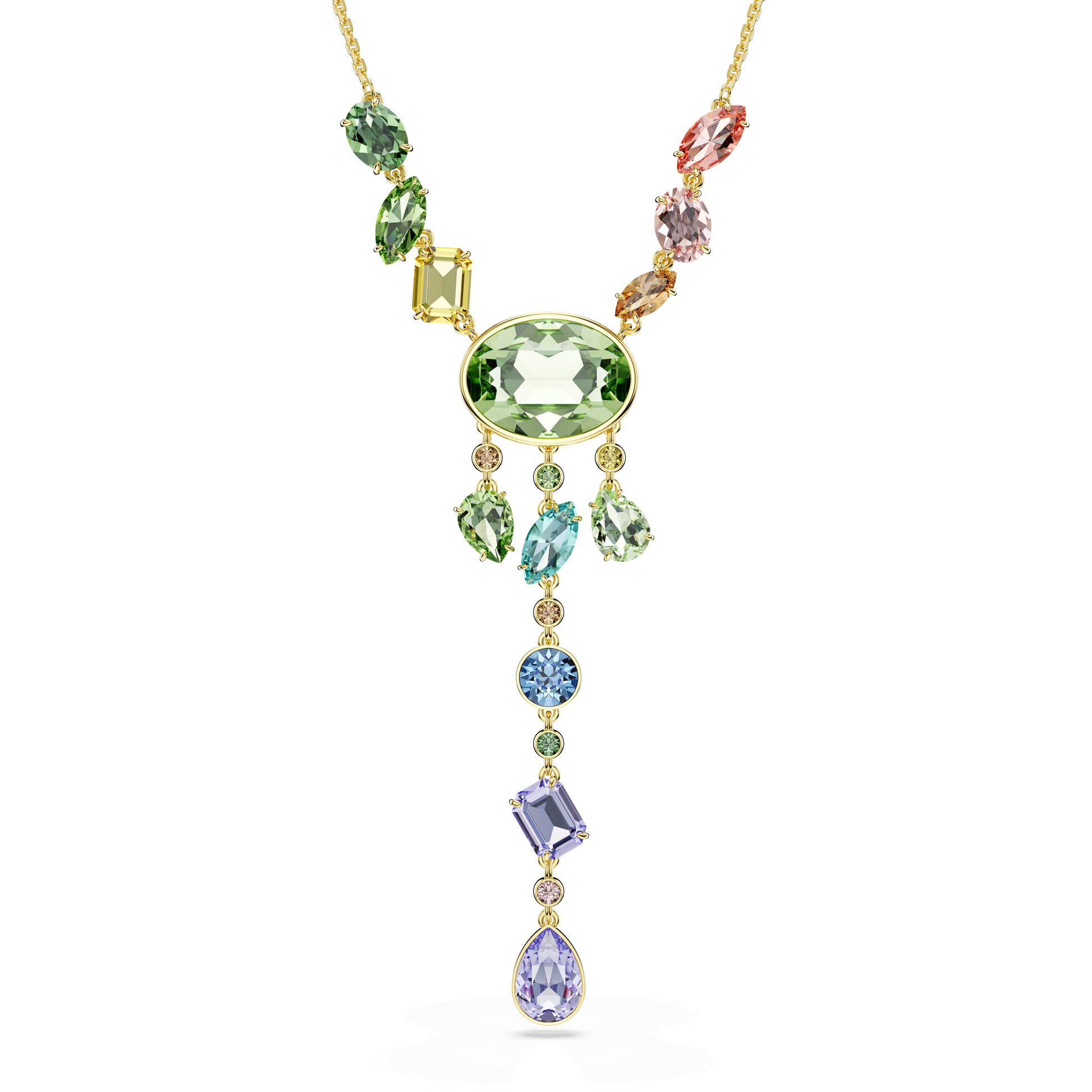Gema Y necklace, Mixed cuts, Multicolored, Gold-tone plated 5737451