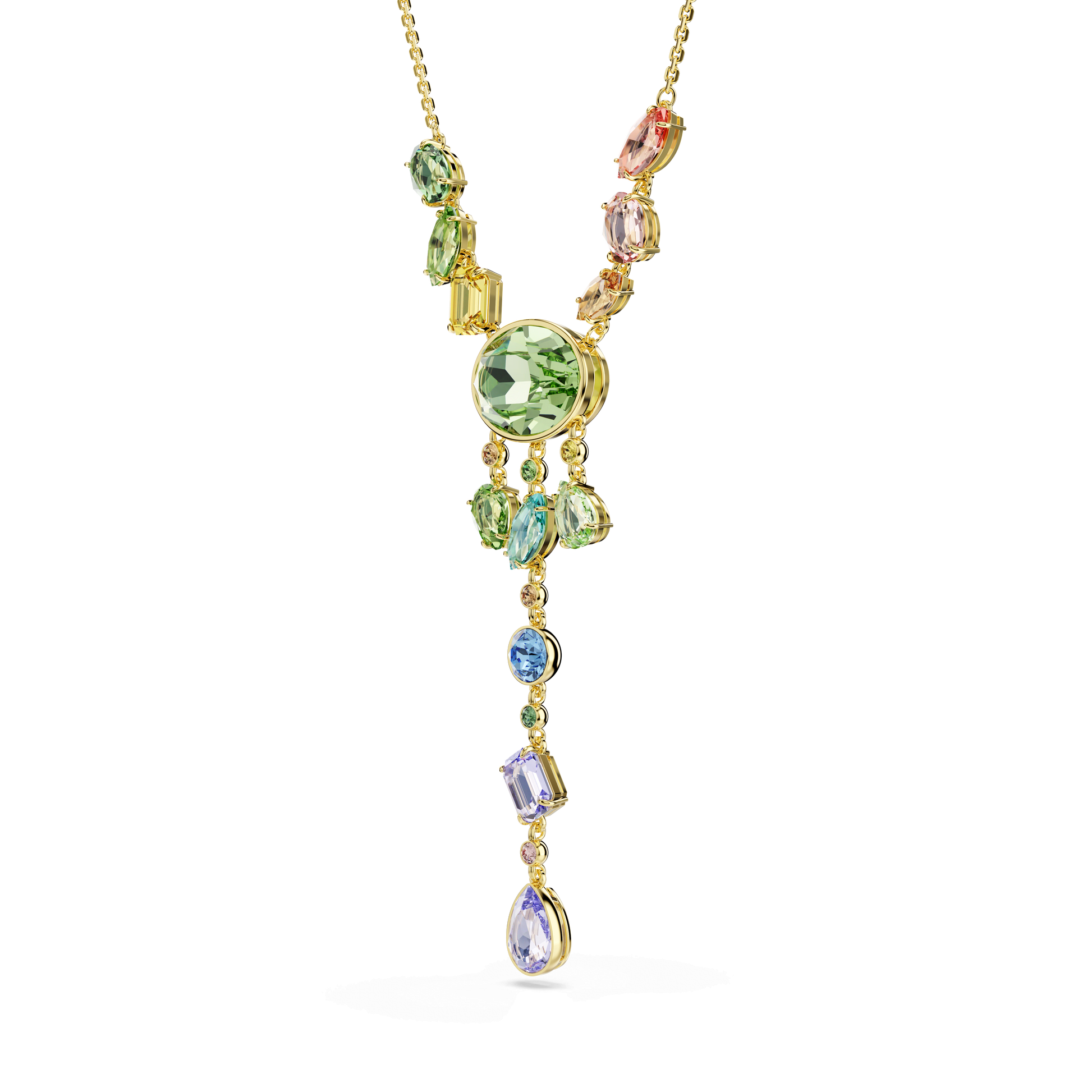 Gema Y necklace, Mixed cuts, Multicolored, Gold-tone plated 5737451