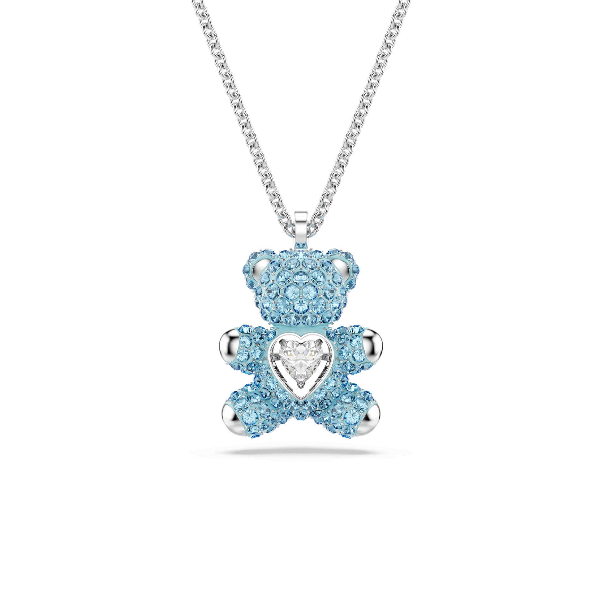 Teddy pendant, Bear, Blue, Rhodium plated 5737620
