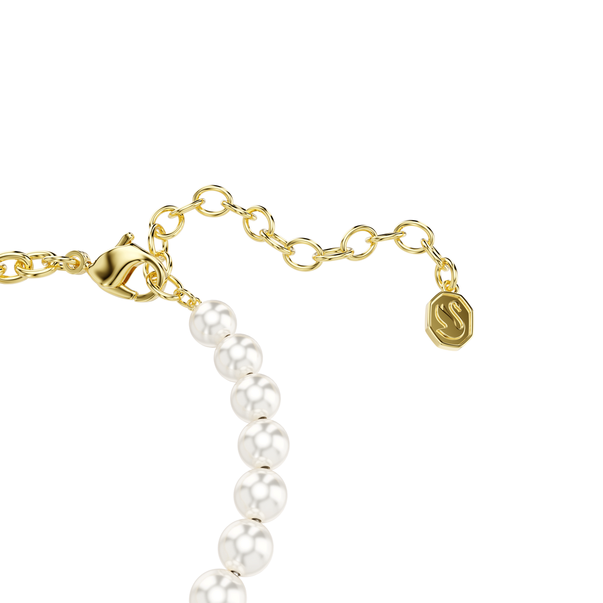 Idyllia bracelet, Crystal pearl, Round cut, Teddy, Gold tone, 18K gold finish