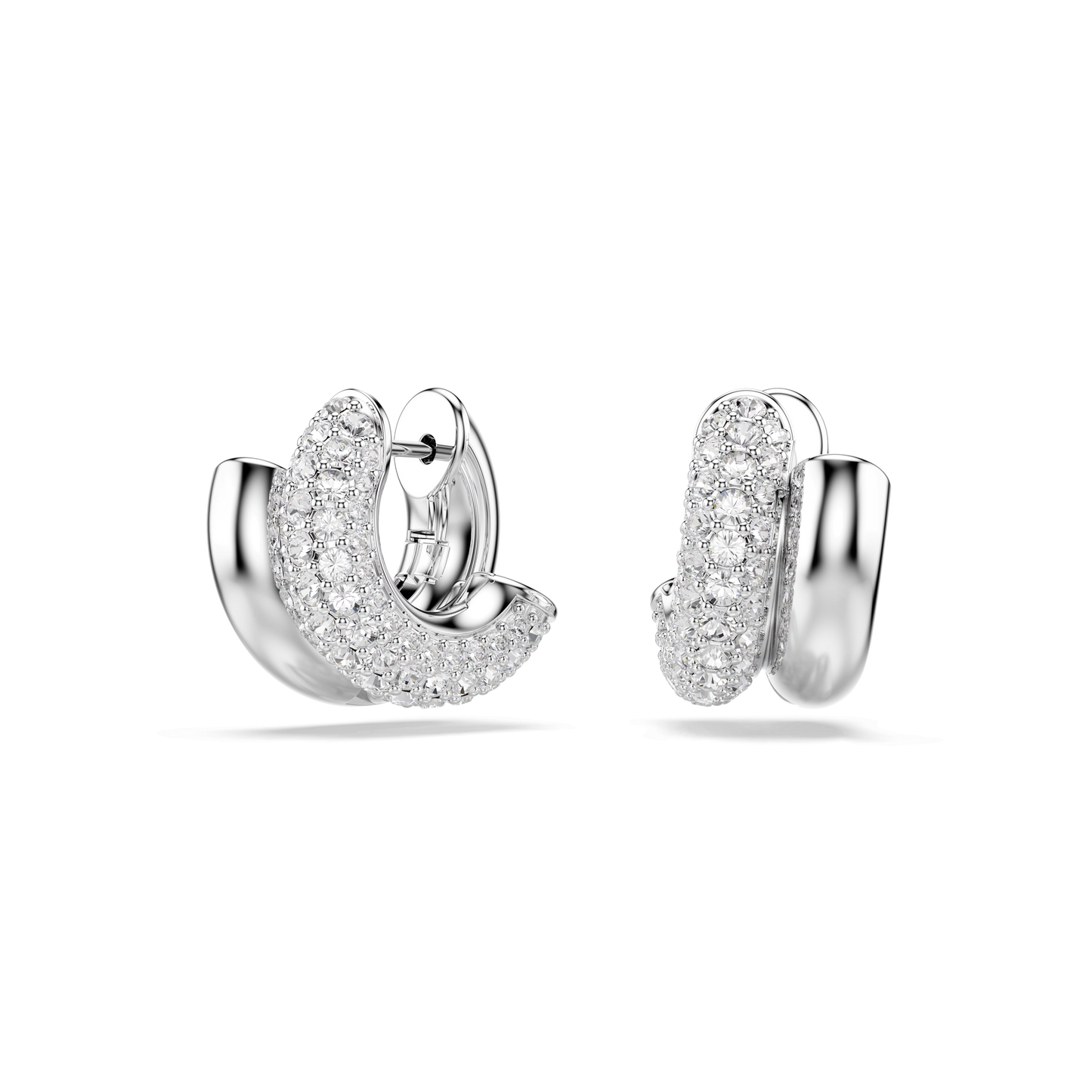 Dextera hoop earrings, Round cut, Mini, White, Rhodium plated 5738197