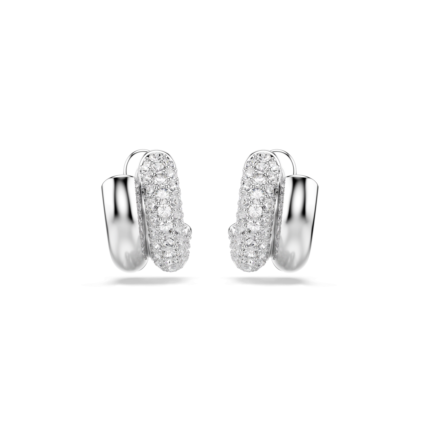 Dextera hoop earrings, Round cut, Mini, White, Rhodium plated 5738197