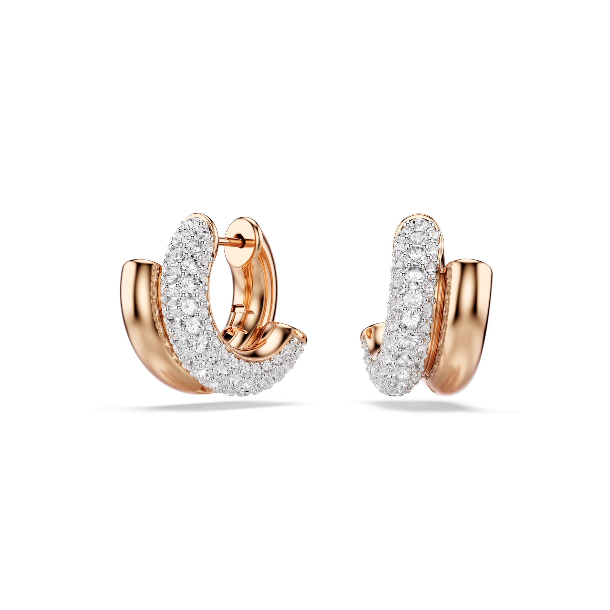 Dextera hoop earrings, Round cut, Mini, White, Rose gold-tone plated 5738198