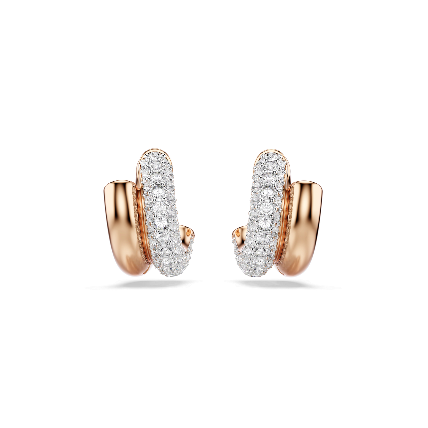 Dextera hoop earrings, Round cut, Mini, White, Rose gold-tone plated 5738198