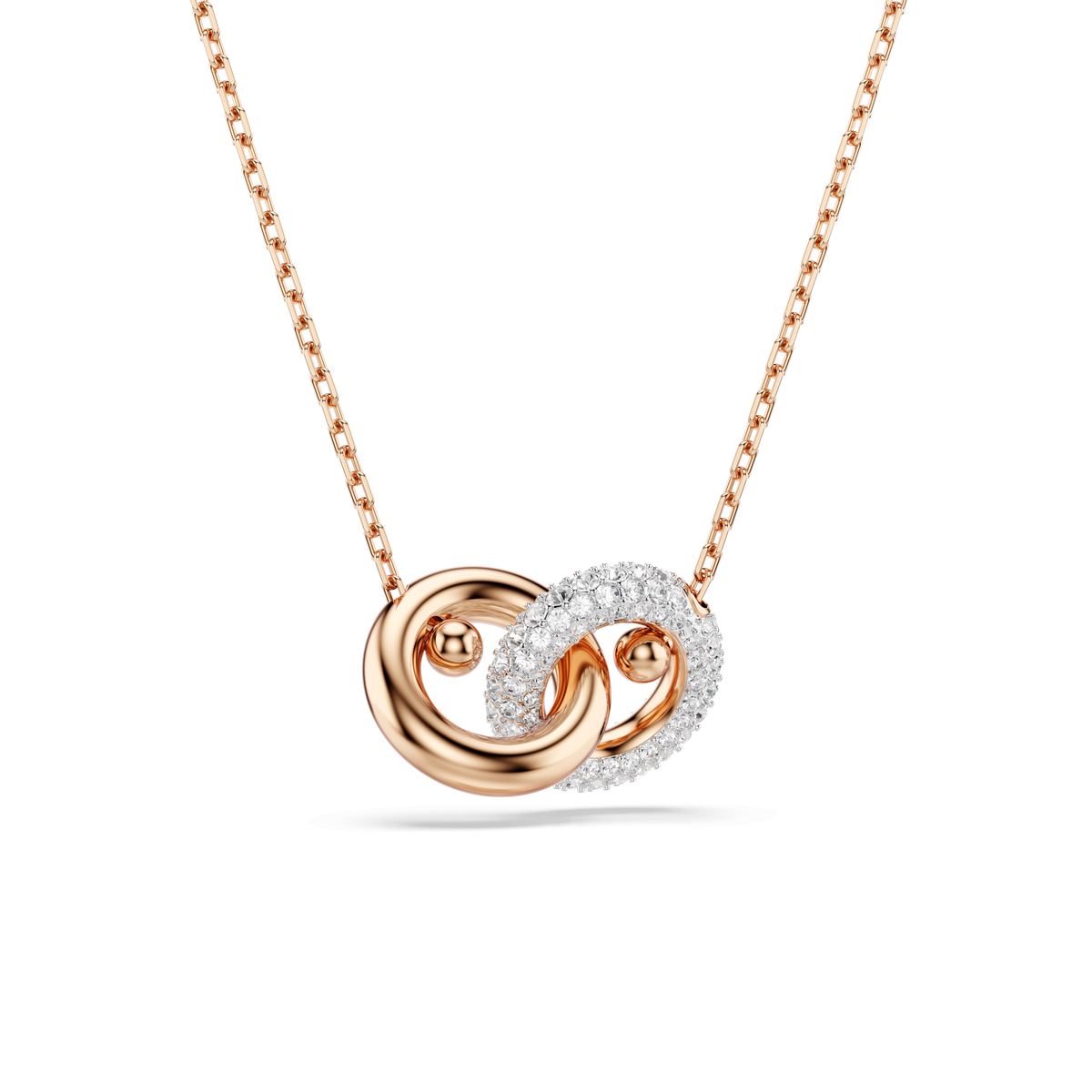 Dextera pendant, Round cut, White, 18K rose gold finish