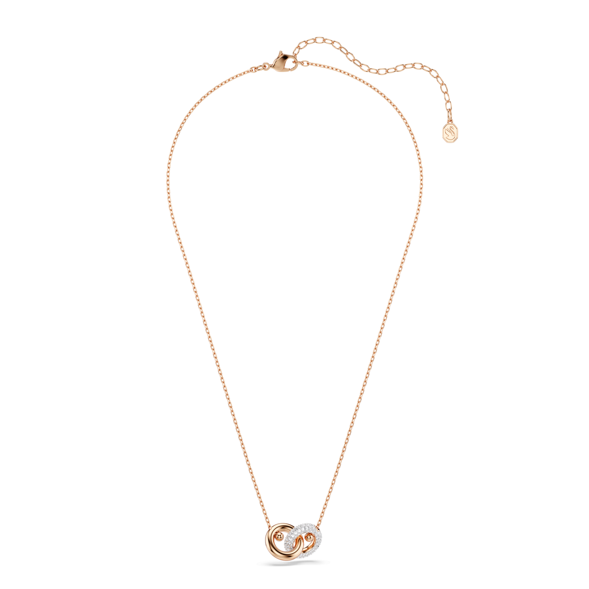 Dextera pendant, Round cut, White, 18K rose gold finish
